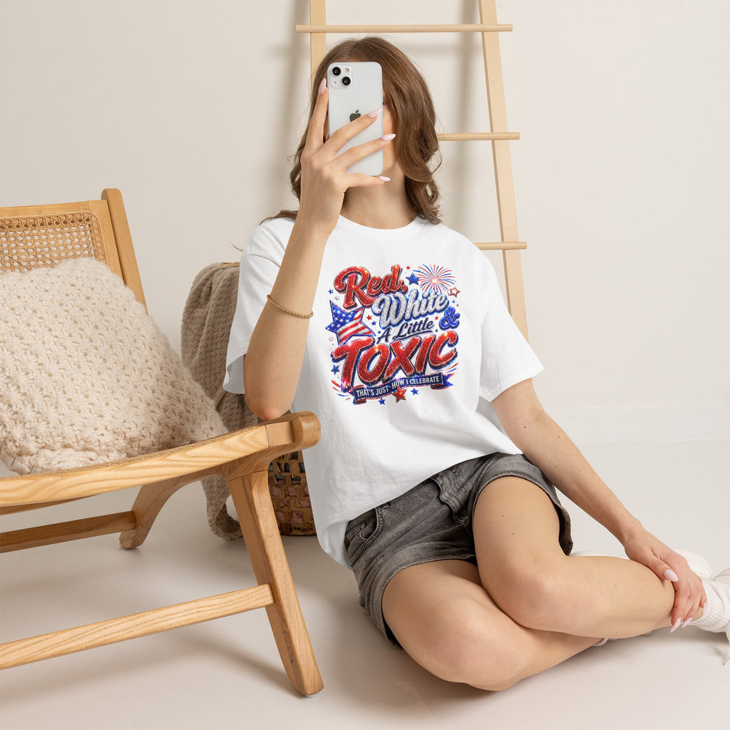 Red White & A Little Toxic Tee — Patriotic 4th of July Graphic T-Shirt