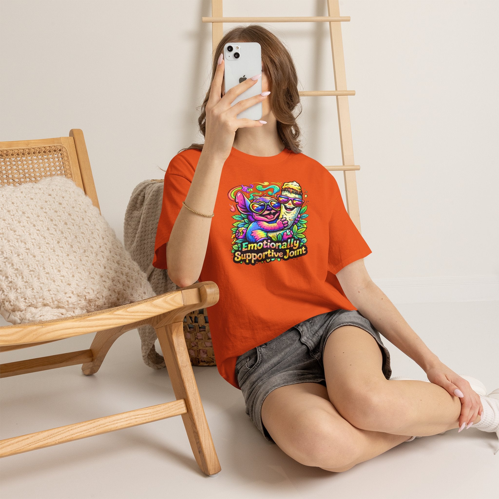 T-Shirt — "Emotionally Supportive Joint" Colorful Sloth & Ice Cream Graphic Tee