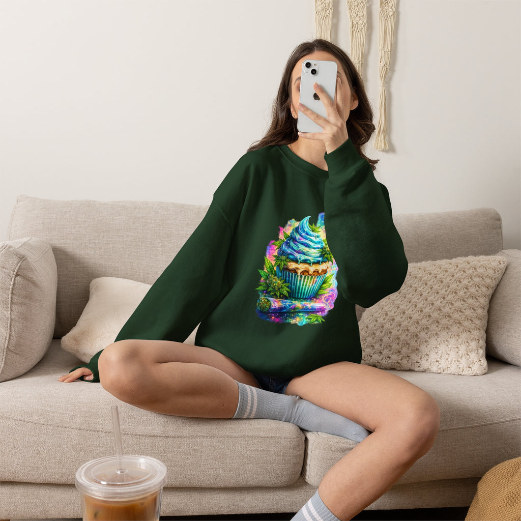 Cupcake Fantasy Sweatshirt – Colorful Psychedelic Bakery Art Crewneck