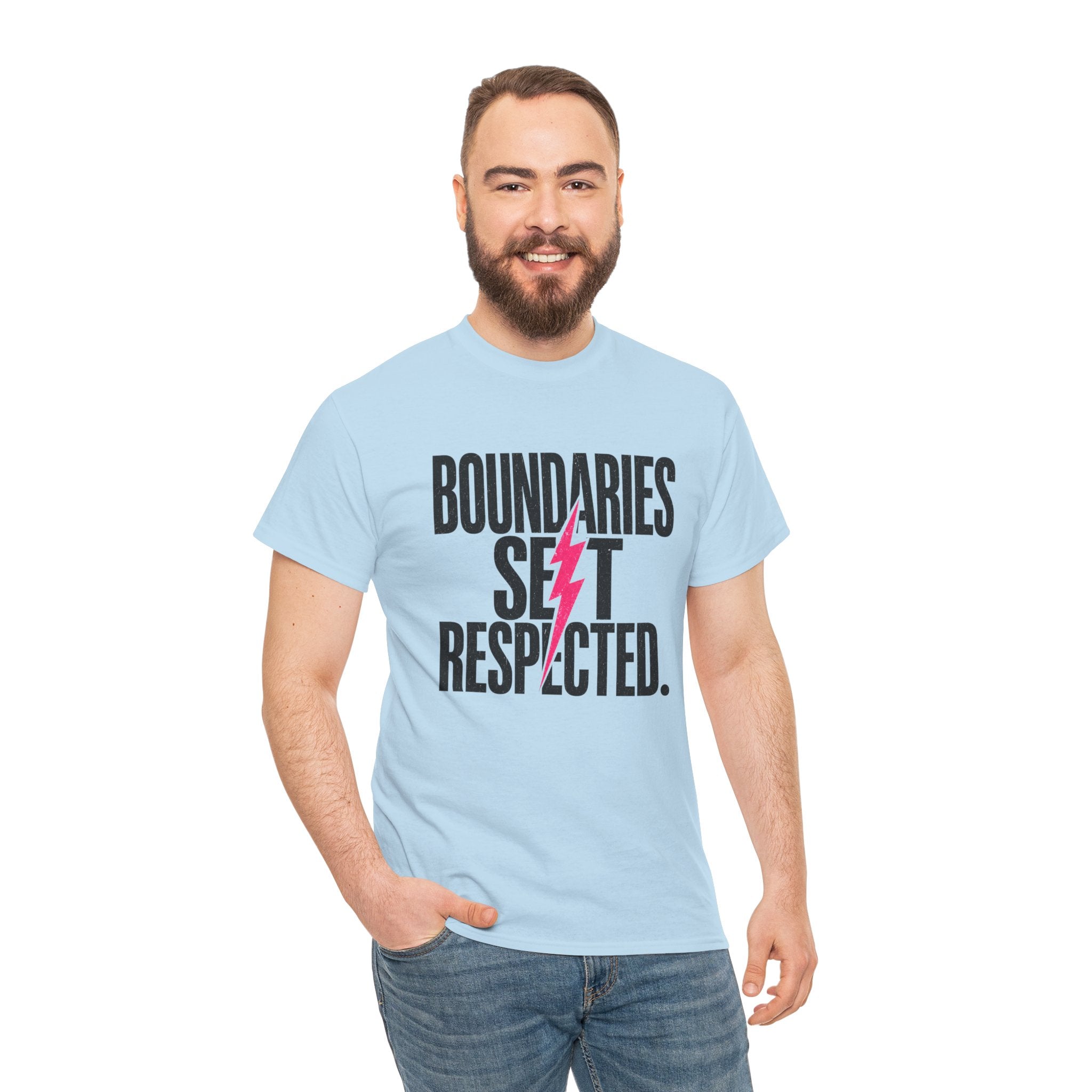 T-Shirt — "Boundaries Set. Respected." Lightning Bolt Graphic Tee