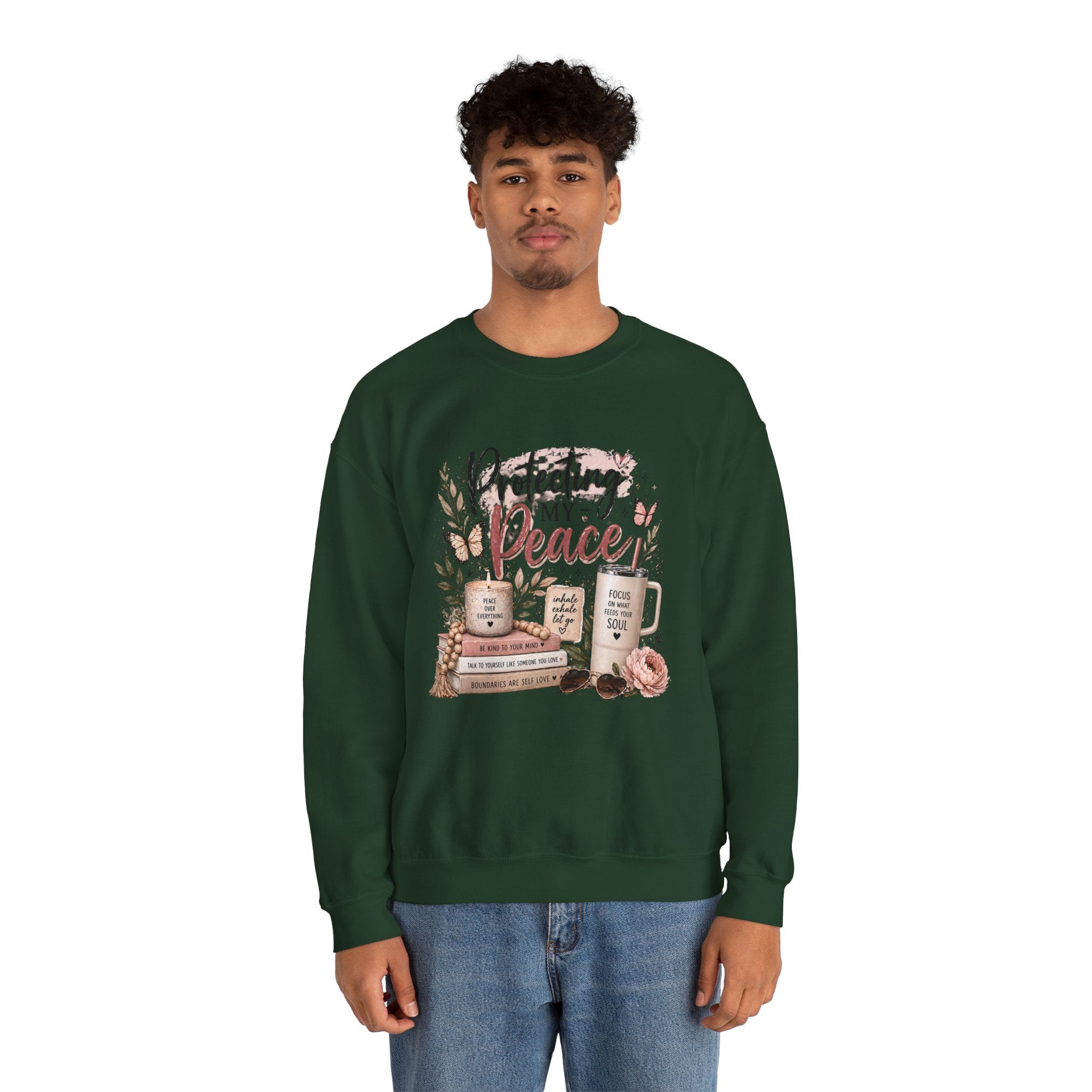 Crewneck Sweatshirt – "Protecting My Peace" Cozy Floral Graphic