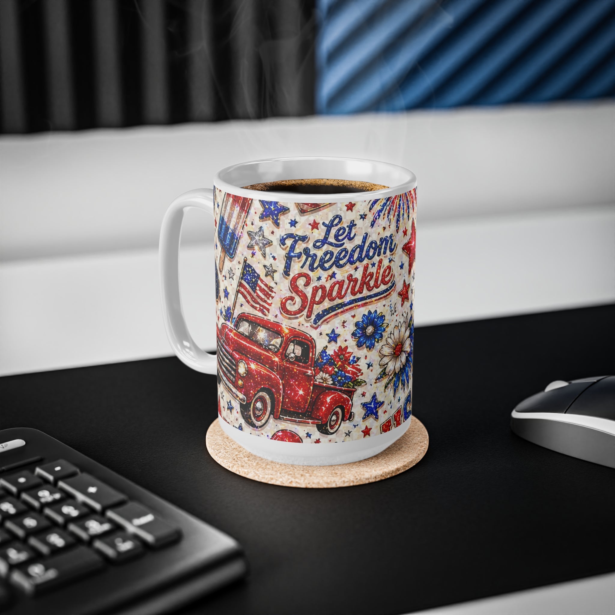 Let Freedom Sparkle Mug — Patriotic 4th of July Ceramic Coffee Cup (11oz & 15oz)