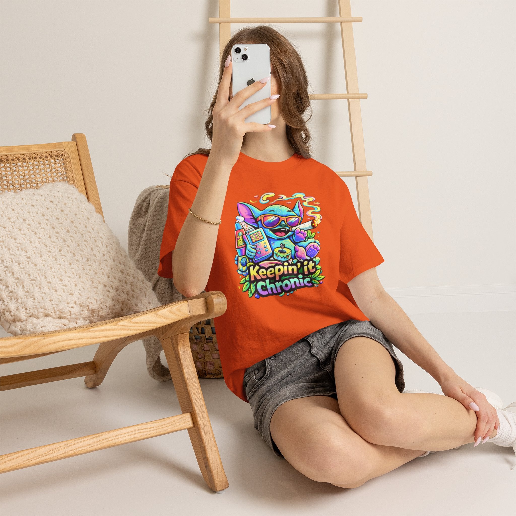 Keepin' It Chronic T-Shirt — Colorful Stoner Cat Graphic Tee