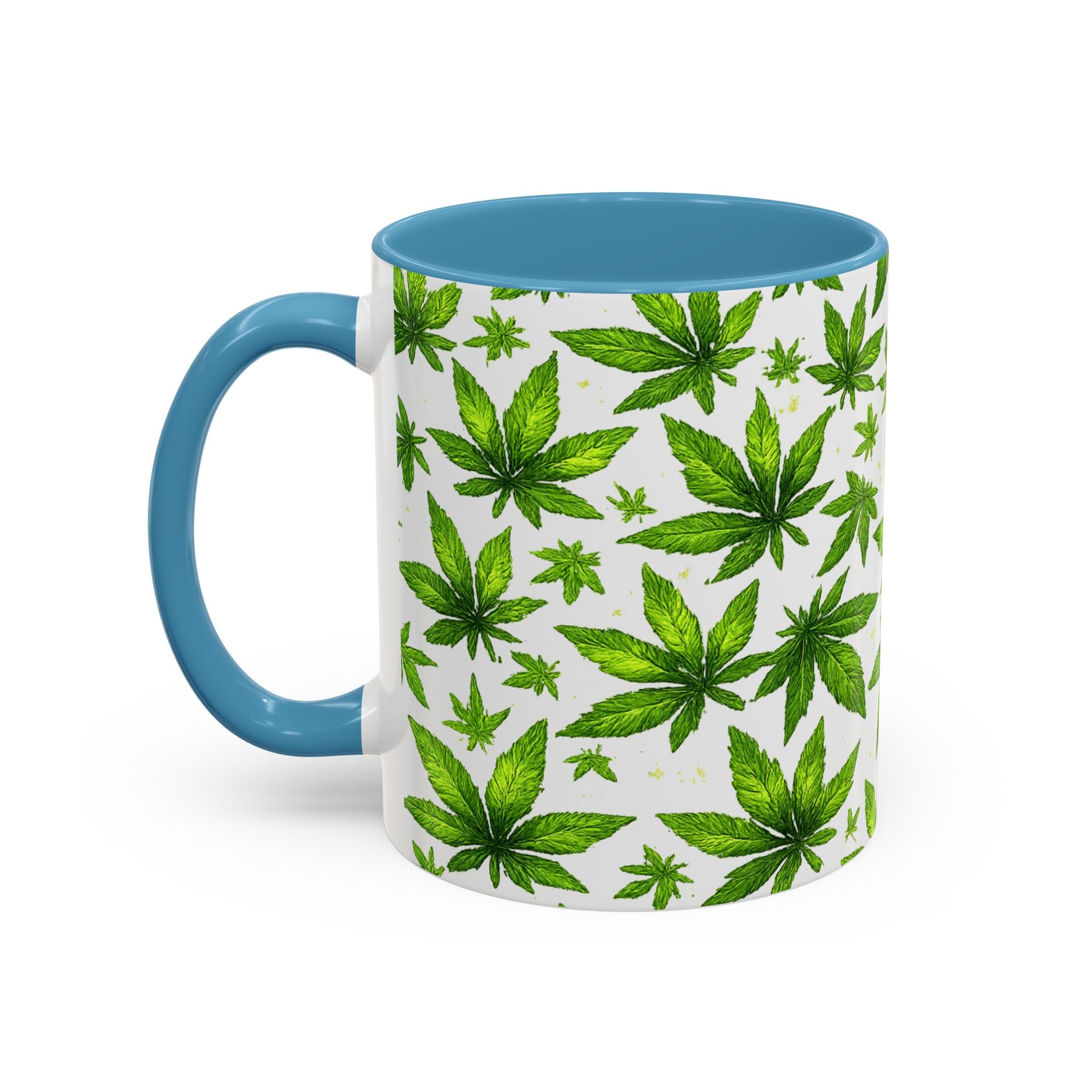 Cannabis Leaf Pattern Accent Coffee Mug – 11/15oz Ceramic
