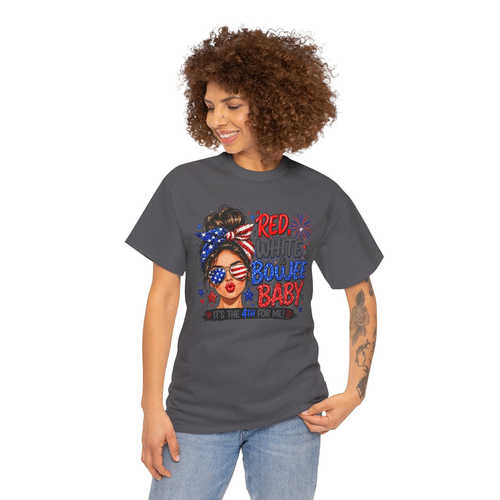 Patriotic 'Red White Boujee Baby' Tee – 4th of July Women's Graphic Shirt