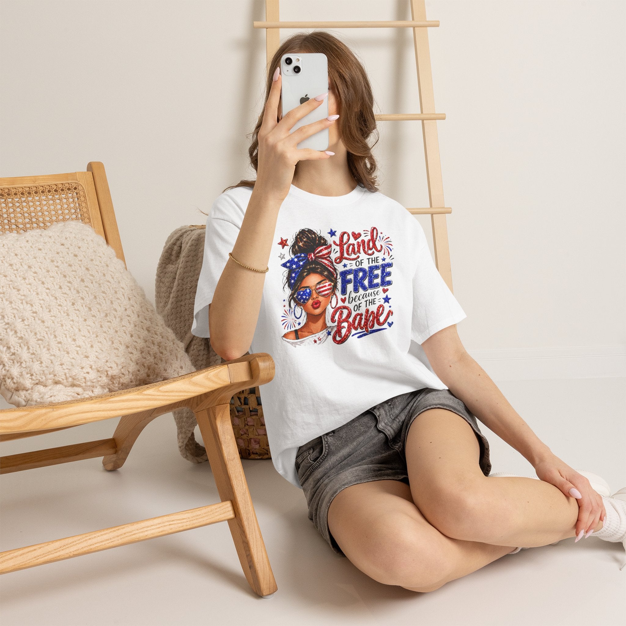 Patriotic Babe T-Shirt — “Land of the Free Because of the Babe” 4th of July Tee