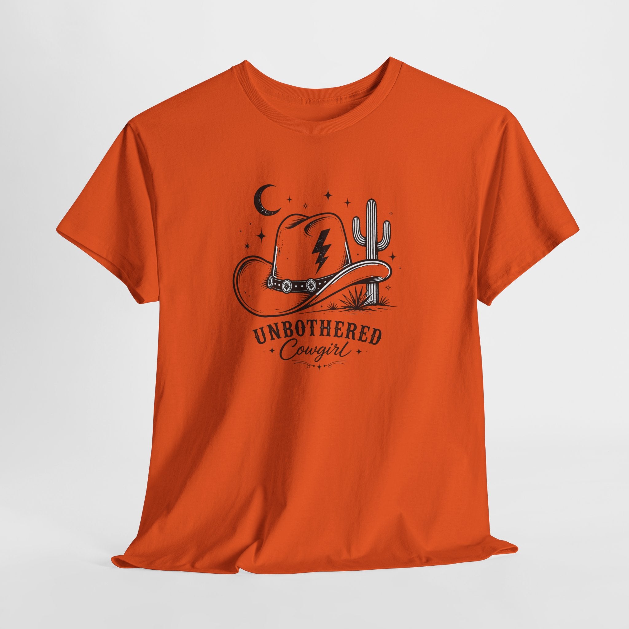 Unbothered Cowgirl Graphic Tee — Western Cowboy Hat & Cactus Design