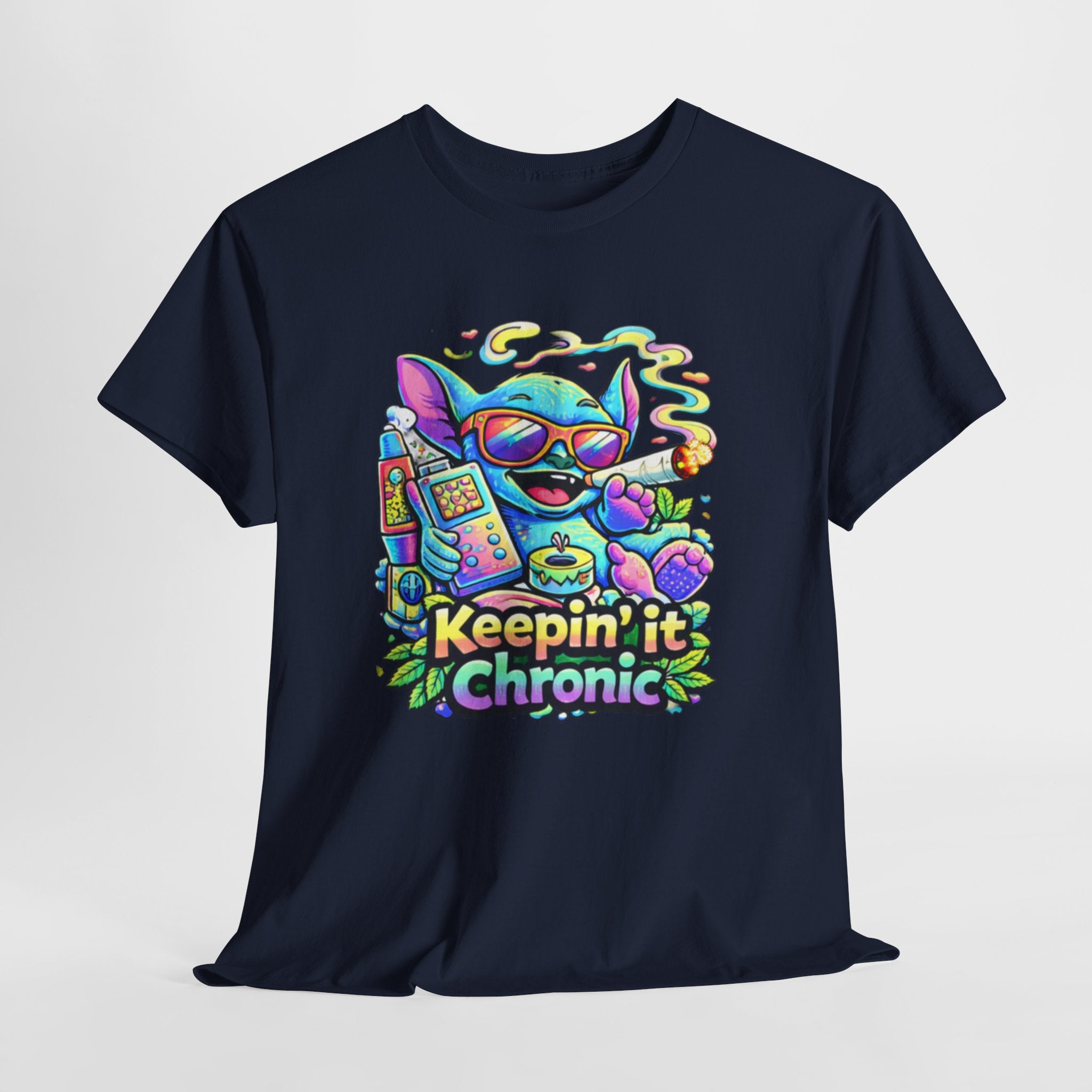 Keepin' It Chronic T-Shirt — Colorful Stoner Cat Graphic Tee