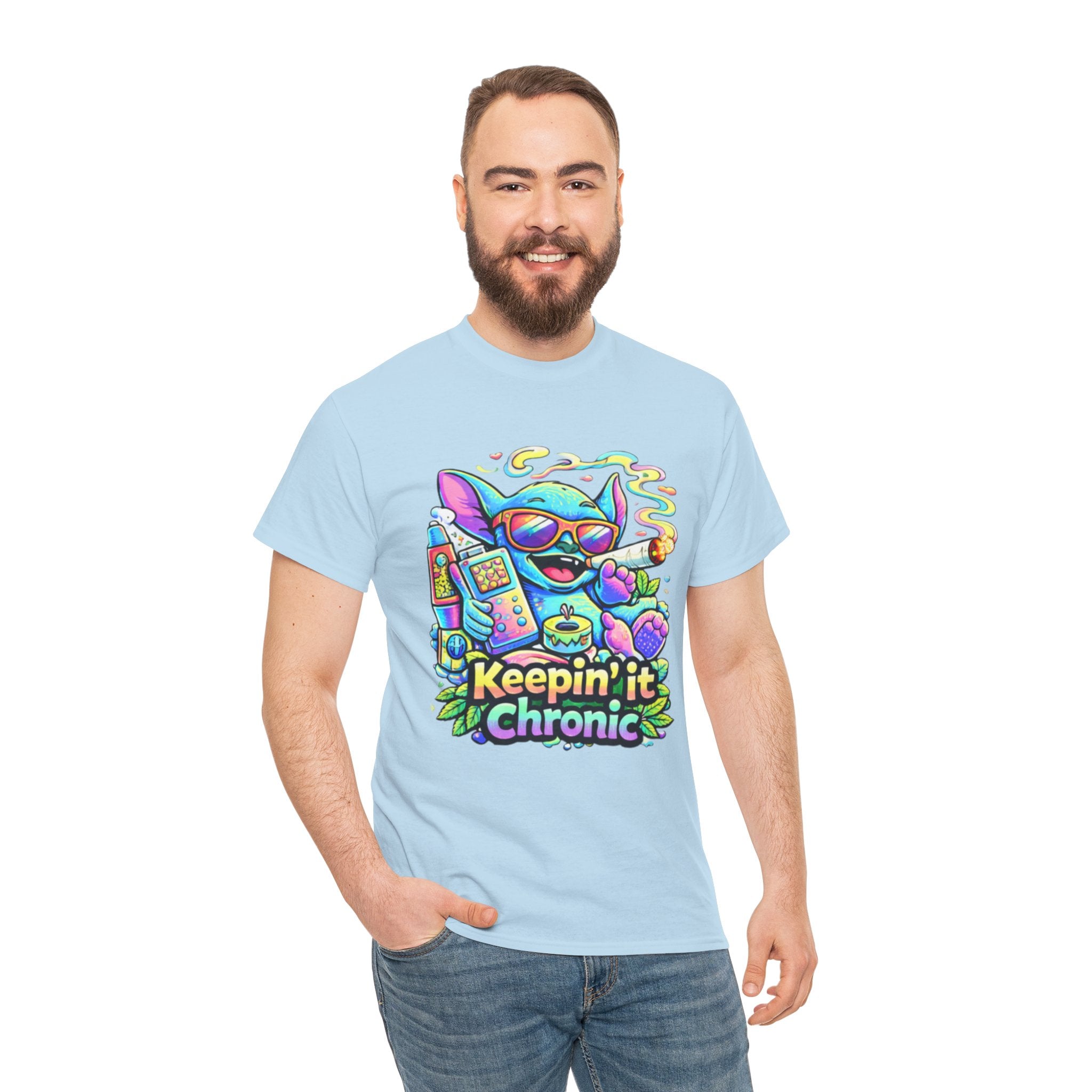 Keepin' It Chronic T-Shirt — Colorful Stoner Cat Graphic Tee