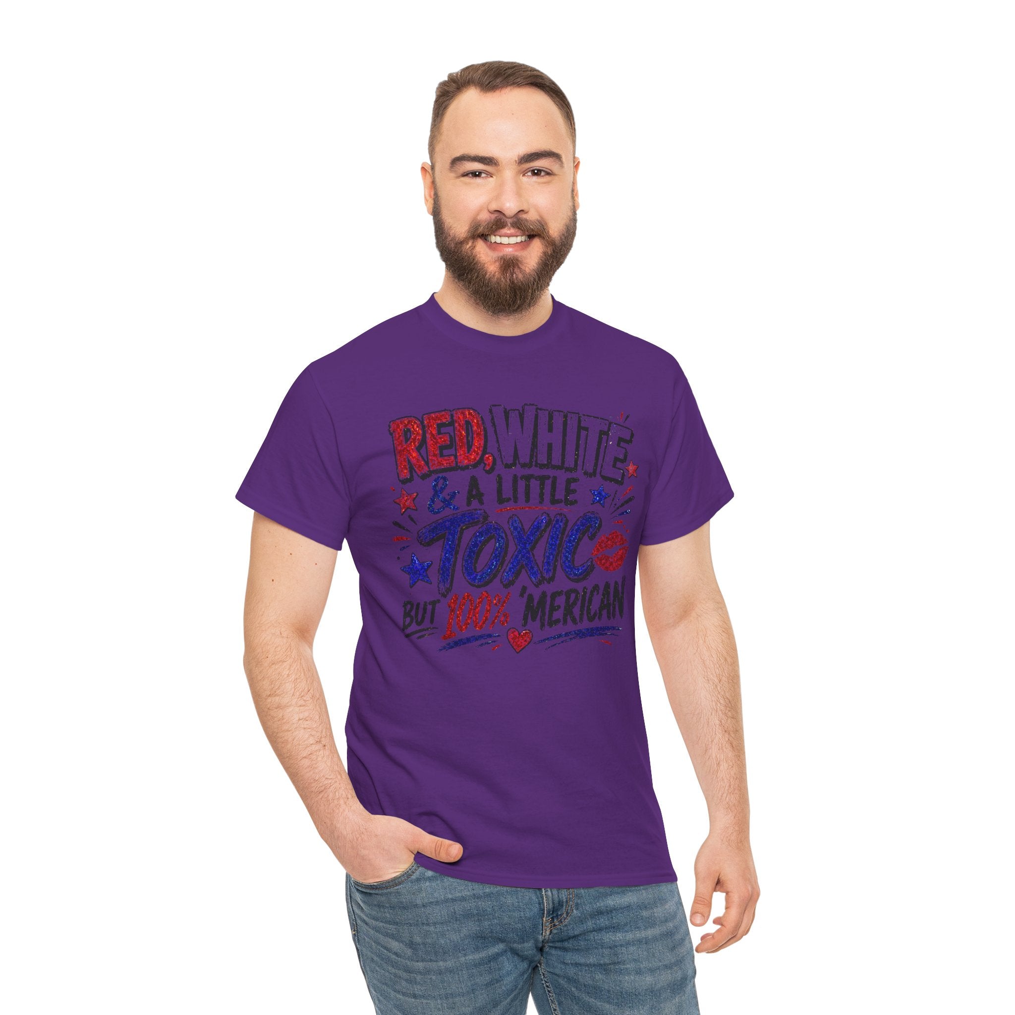Patriotic 'Red, White & a Little Toxic but 100% Merican' Graphic Tee