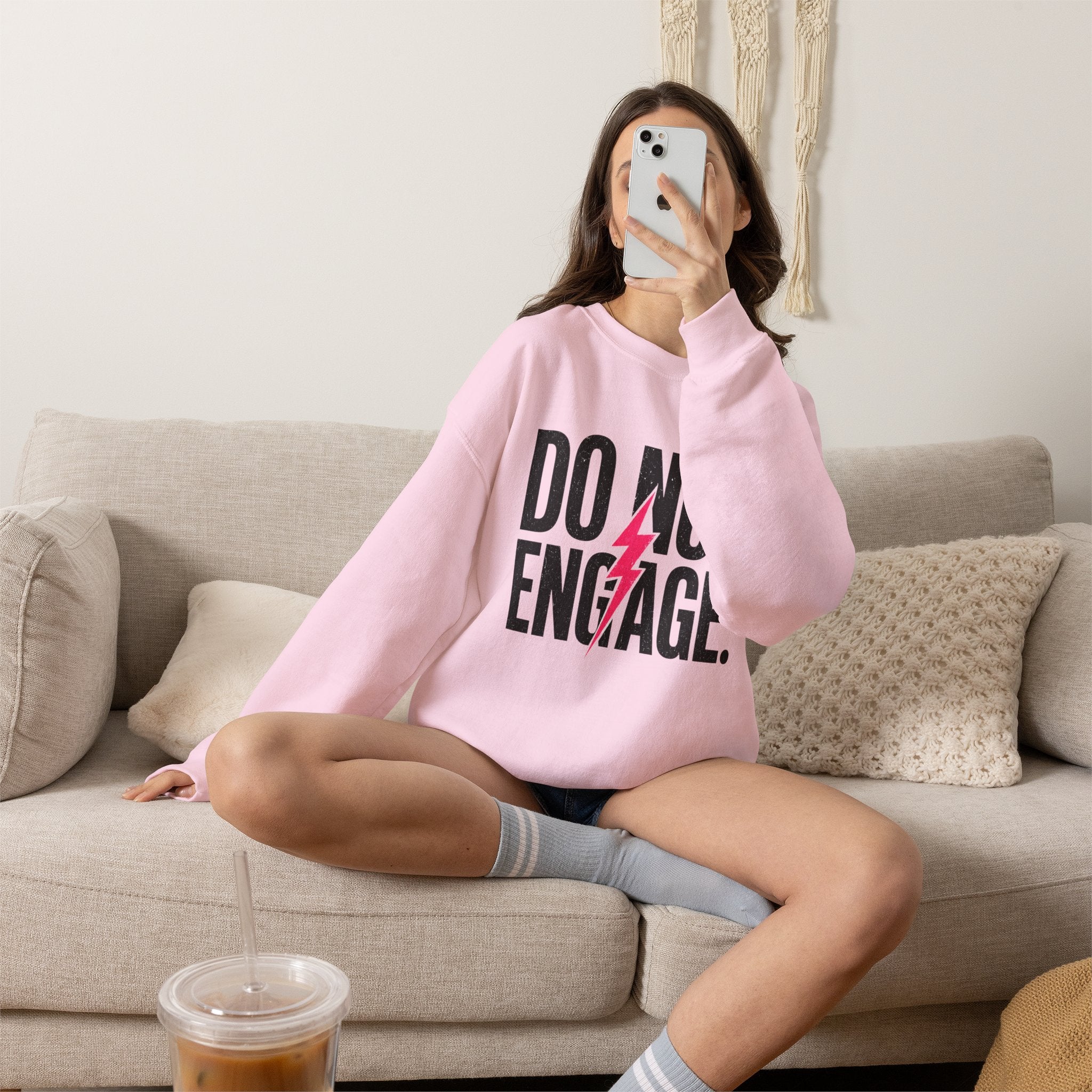 Do Not Engage Crewneck Sweatshirt – Bold Lightning Graphic Streetwear
