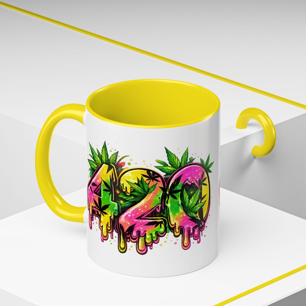 420 Drip Coffee Mug — Colorful Cannabis Stoner Art Accent Mug (11/15oz)