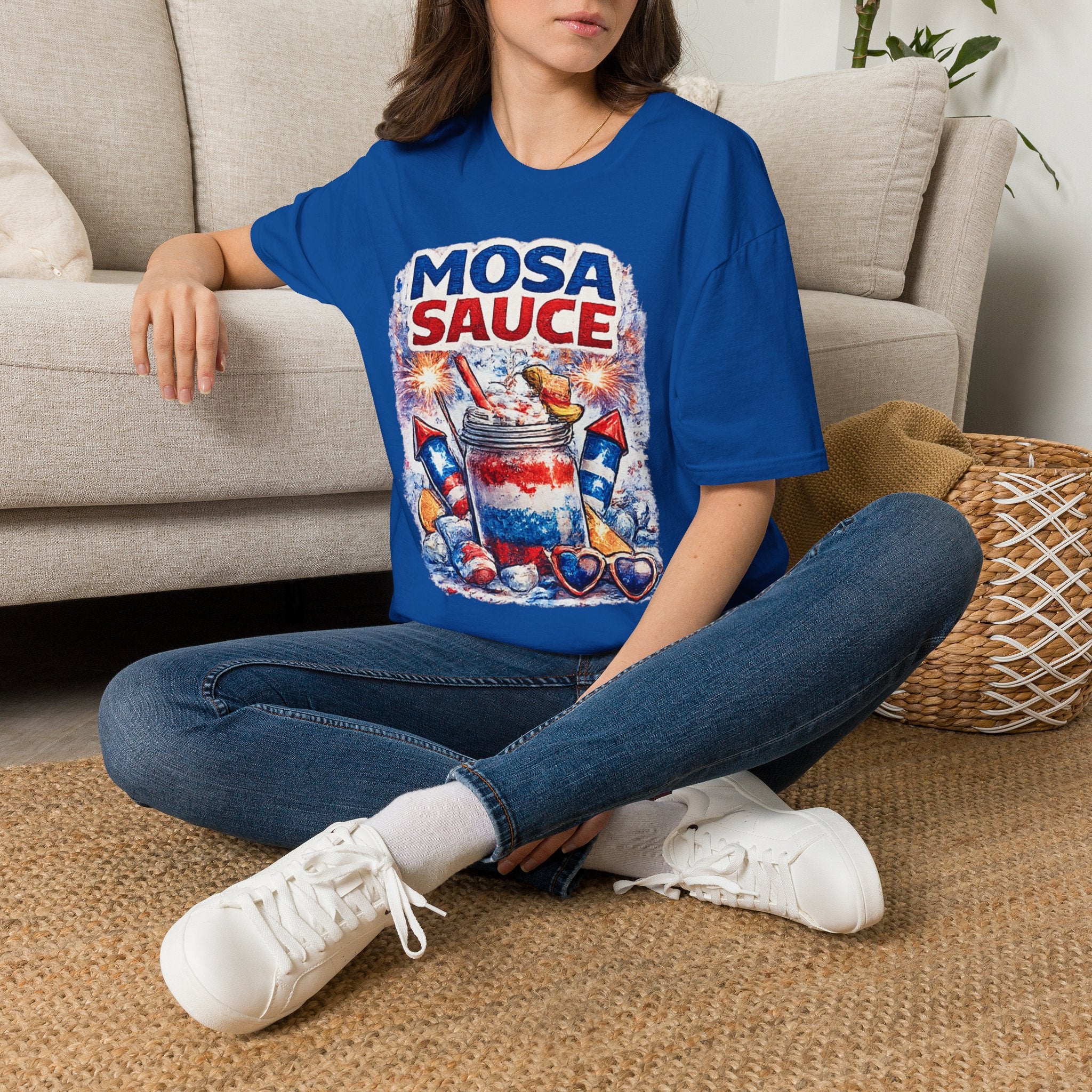 Mosa Sauce Patriotic Graphic Tee — Red White & Blue Summer BBQ Shirt