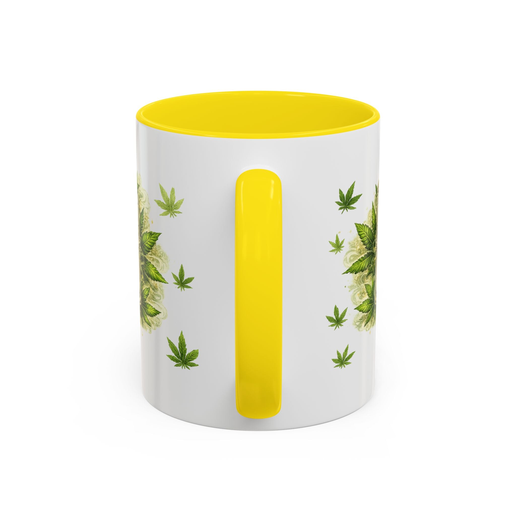 Cannabis 420 Accent Coffee Mug — Indica & Sativa Leaf Pattern (11/15oz)