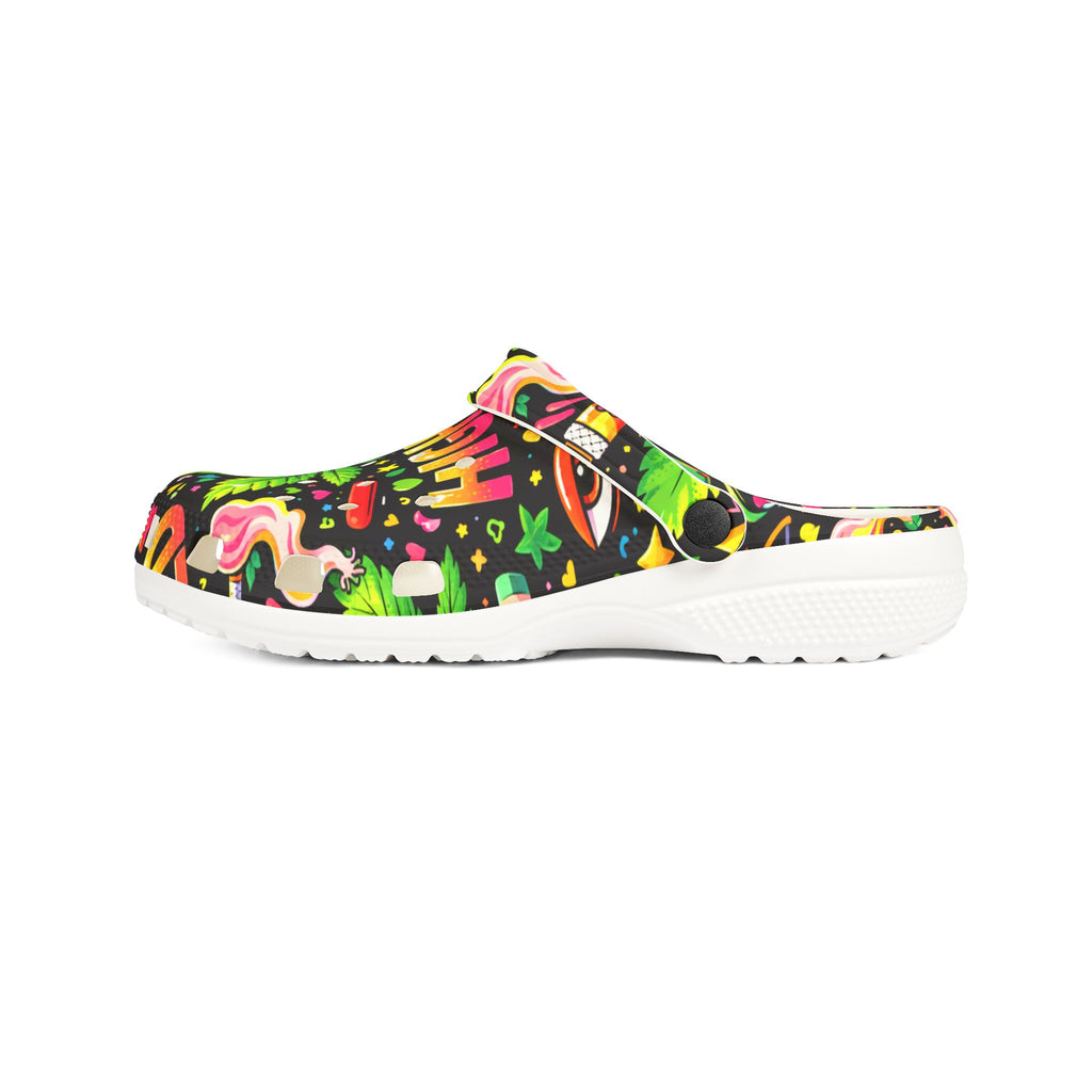 Marijuana Leaf 'High AF' EVA Foam Clogs – Colorful Cannabis Comfort Shoes