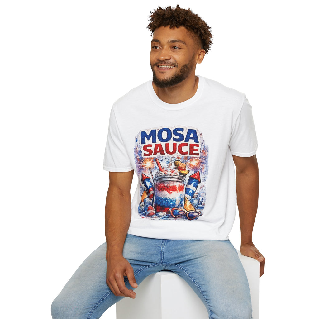Mosa Sauce Patriotic Graphic Tee — Red White & Blue Summer BBQ Shirt