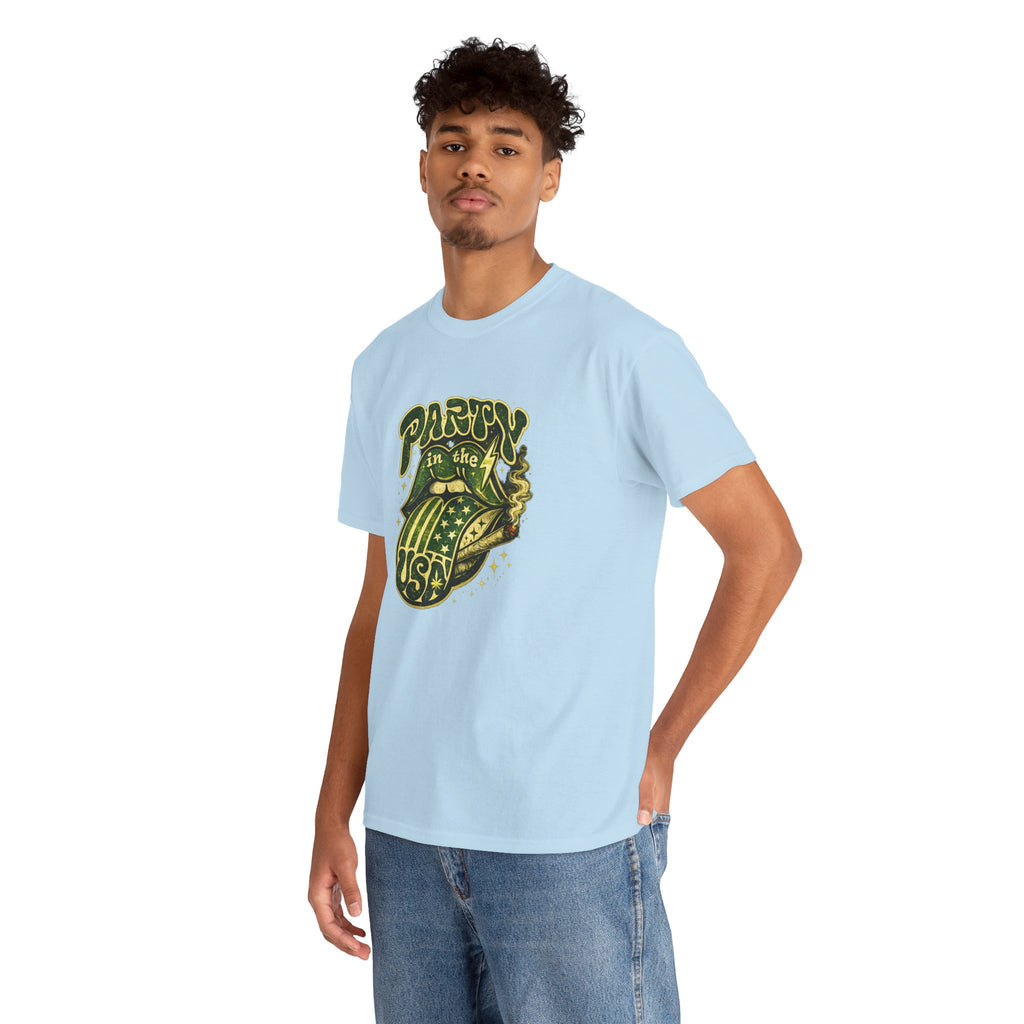 Party in the USA Graphic T-Shirt – Retro Rolling Tongue Design