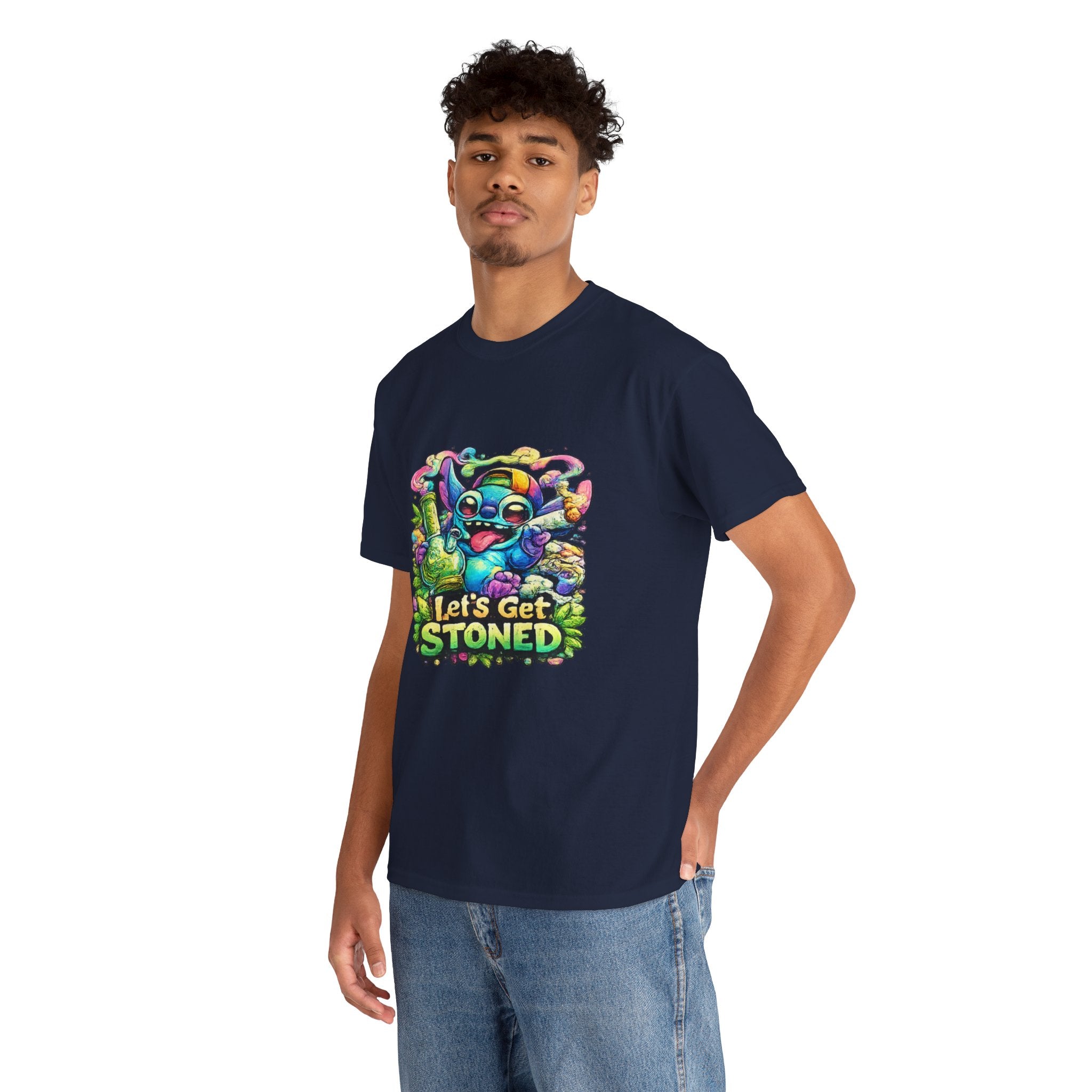 Let's Get Stoned T-Shirt — Colorful Trippy Alien Cannabis Tee