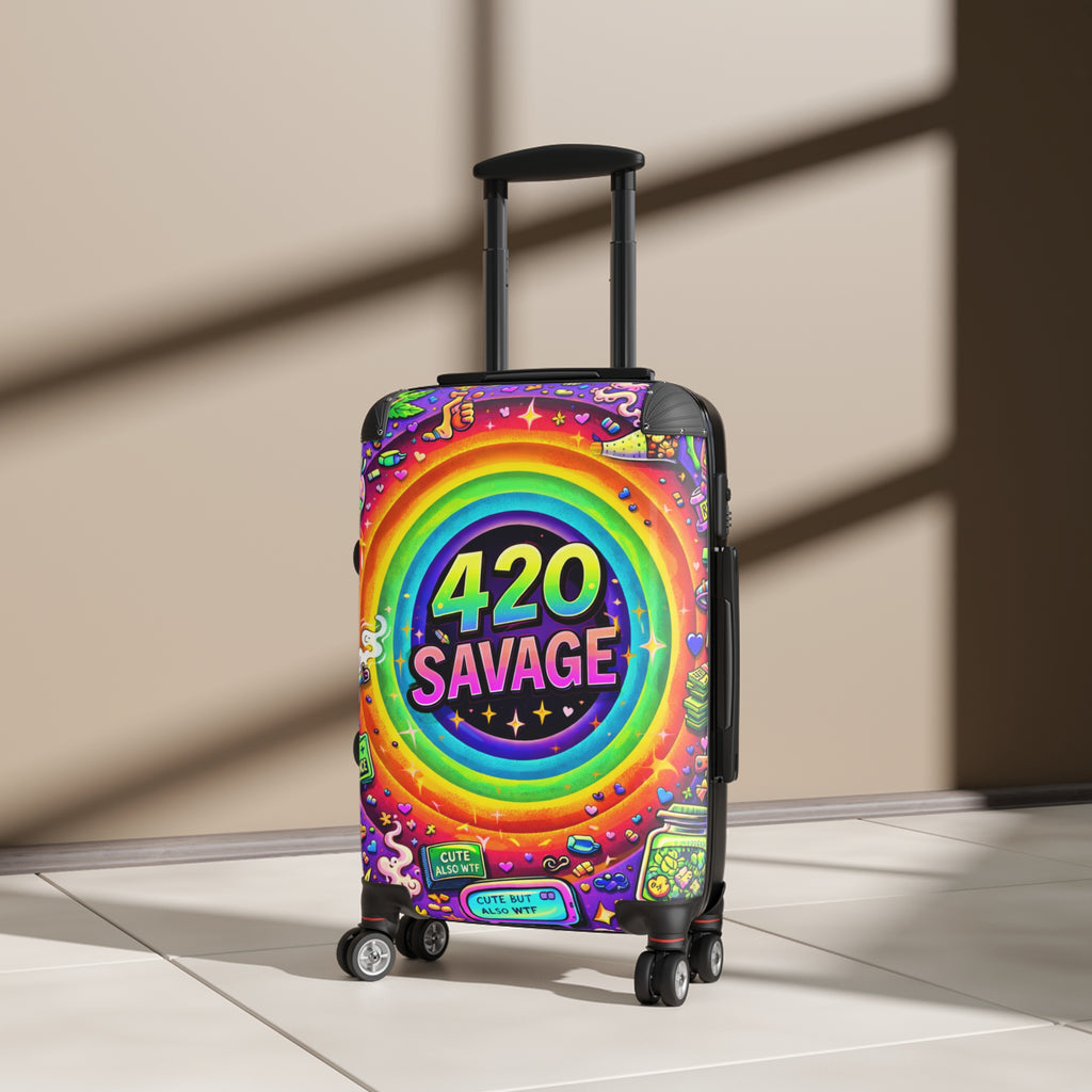 Suitcase — 420 Savage Colorful Rolling Luggage (Psychedelic Rainbow Travel Case)