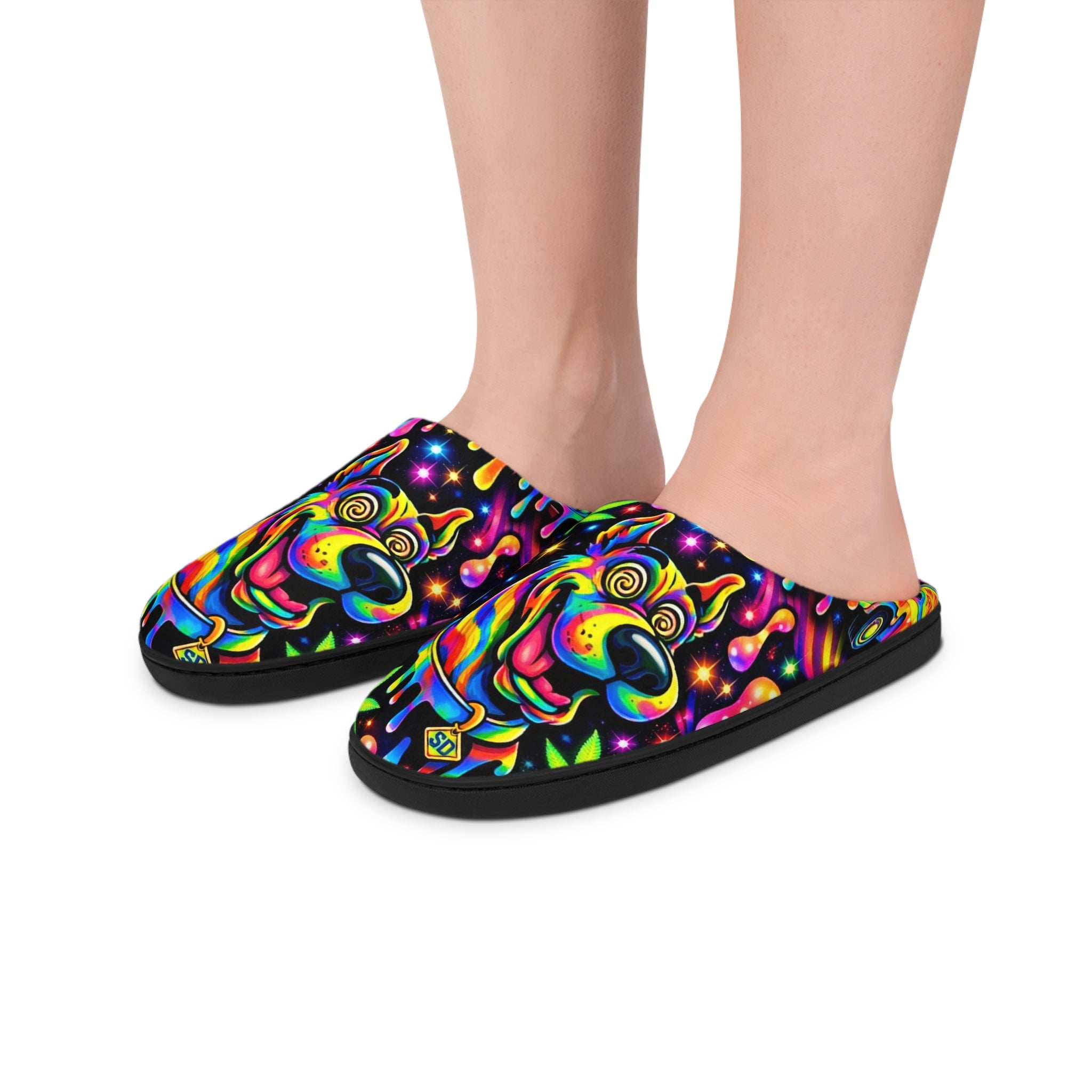 Slippers — Psychedelic Neon Chameleon Indoor Slippers