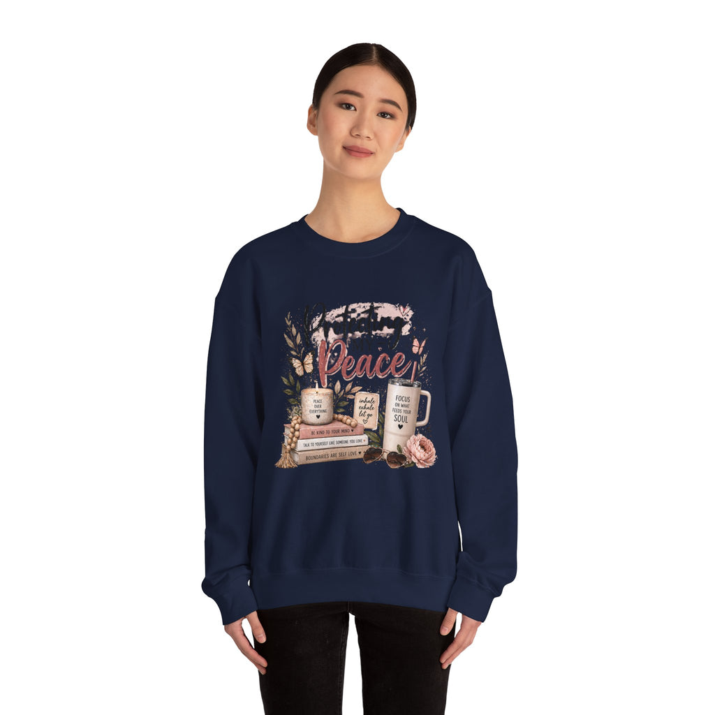 Crewneck Sweatshirt – "Protecting My Peace" Cozy Floral Graphic