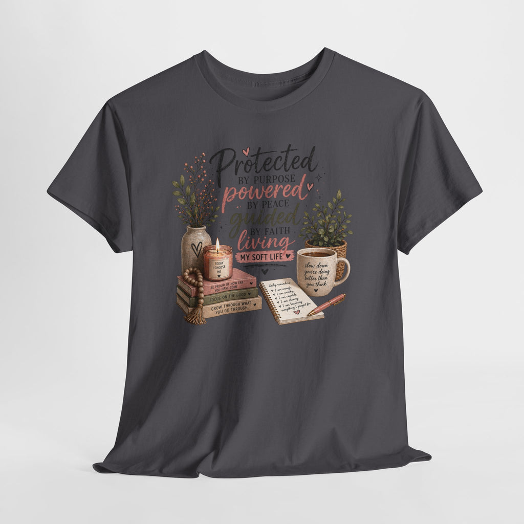 Christian Faith T-Shirt — “Protected, Powered, Guided” Inspirational Tee