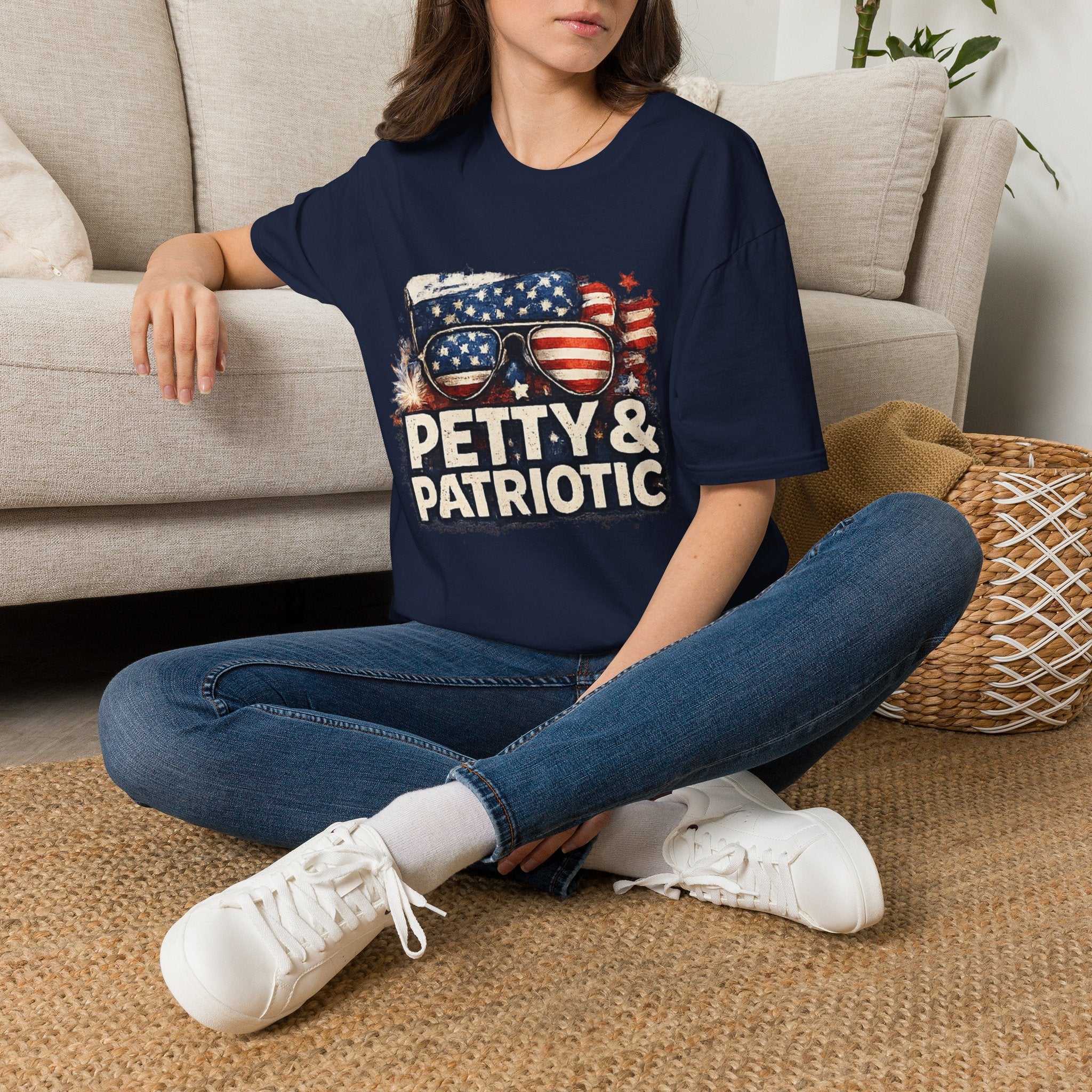 Petty & Patriotic T-Shirt — Funny American Flag Sunglasses Tee