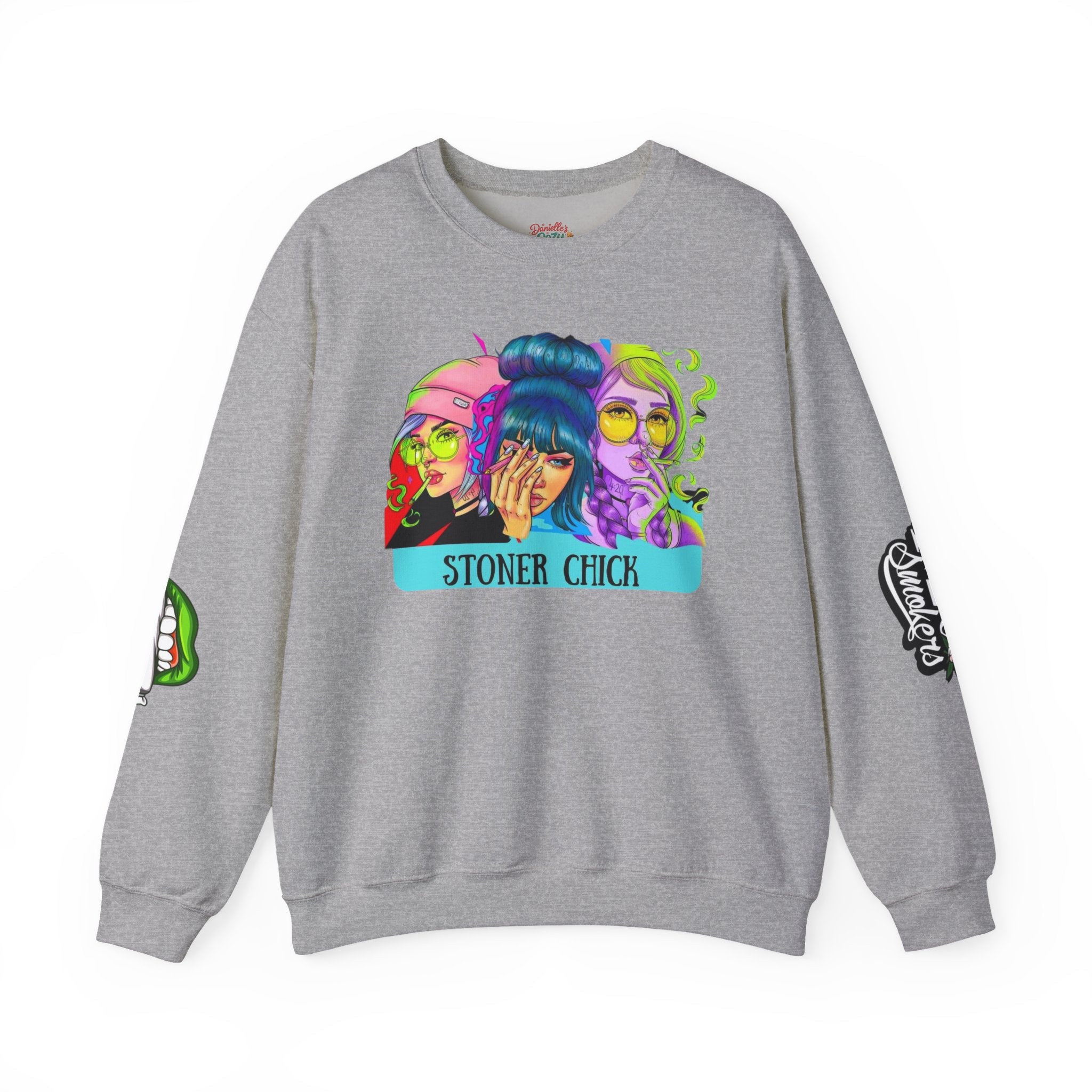 Stoner Chicks Crewneck Sweatshirt — Retro Cannabis Graphic