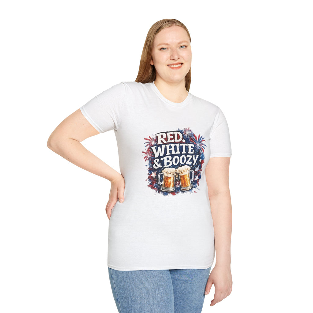 Red, White & Boozy Beer T-Shirt — Patriotic 4th of July Party Tee