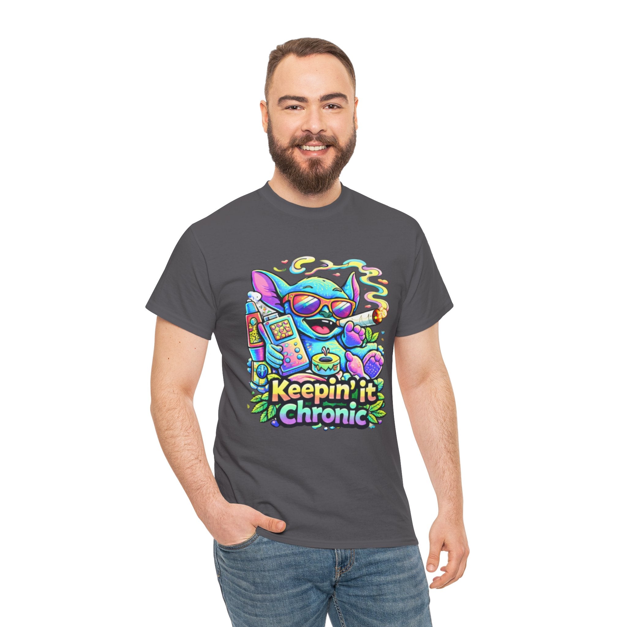 Keepin' It Chronic T-Shirt — Colorful Stoner Cat Graphic Tee