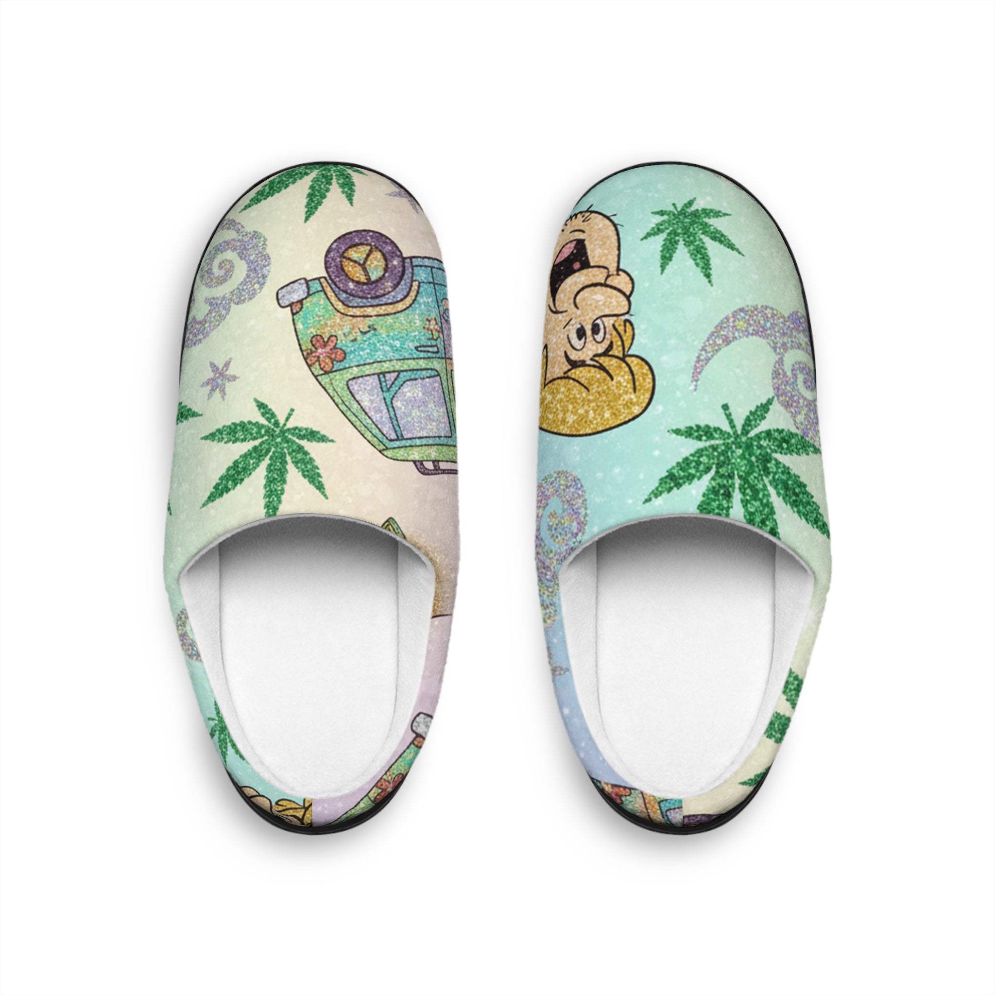 Women’s Indoor Slippers — Tropical Beach Cartoon Print