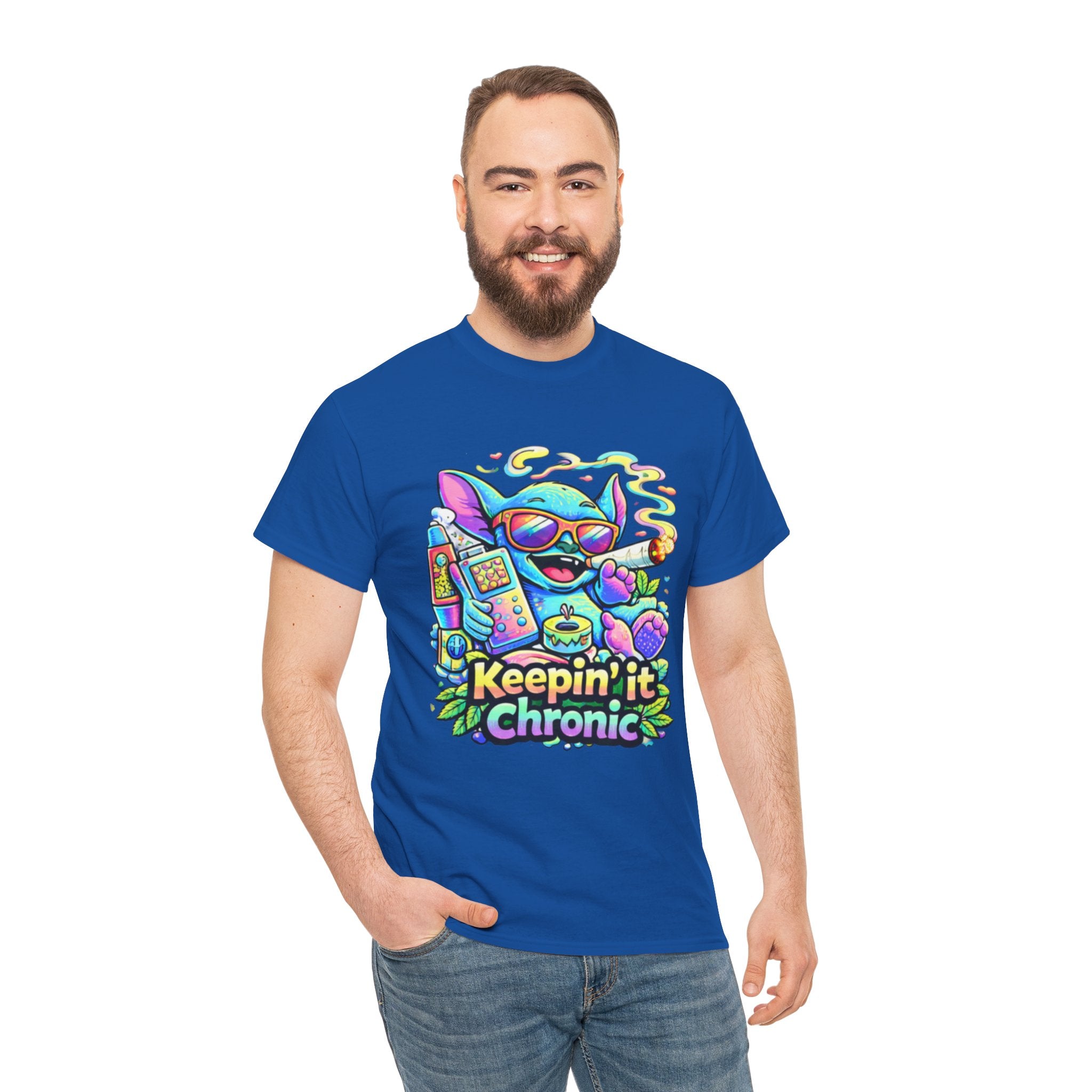 Keepin' It Chronic T-Shirt — Colorful Stoner Cat Graphic Tee