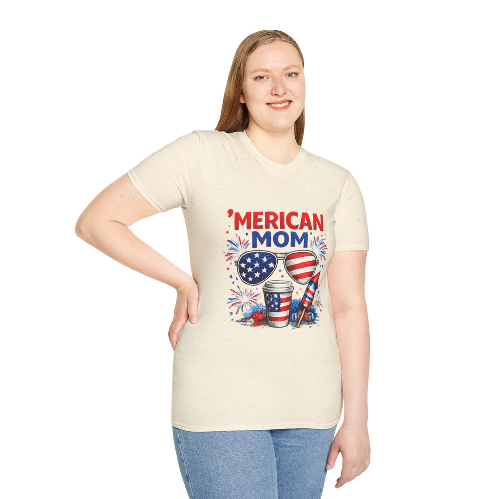 'Merican Mom T-Shirt — Patriotic 4th of July Graphic Tee for Moms