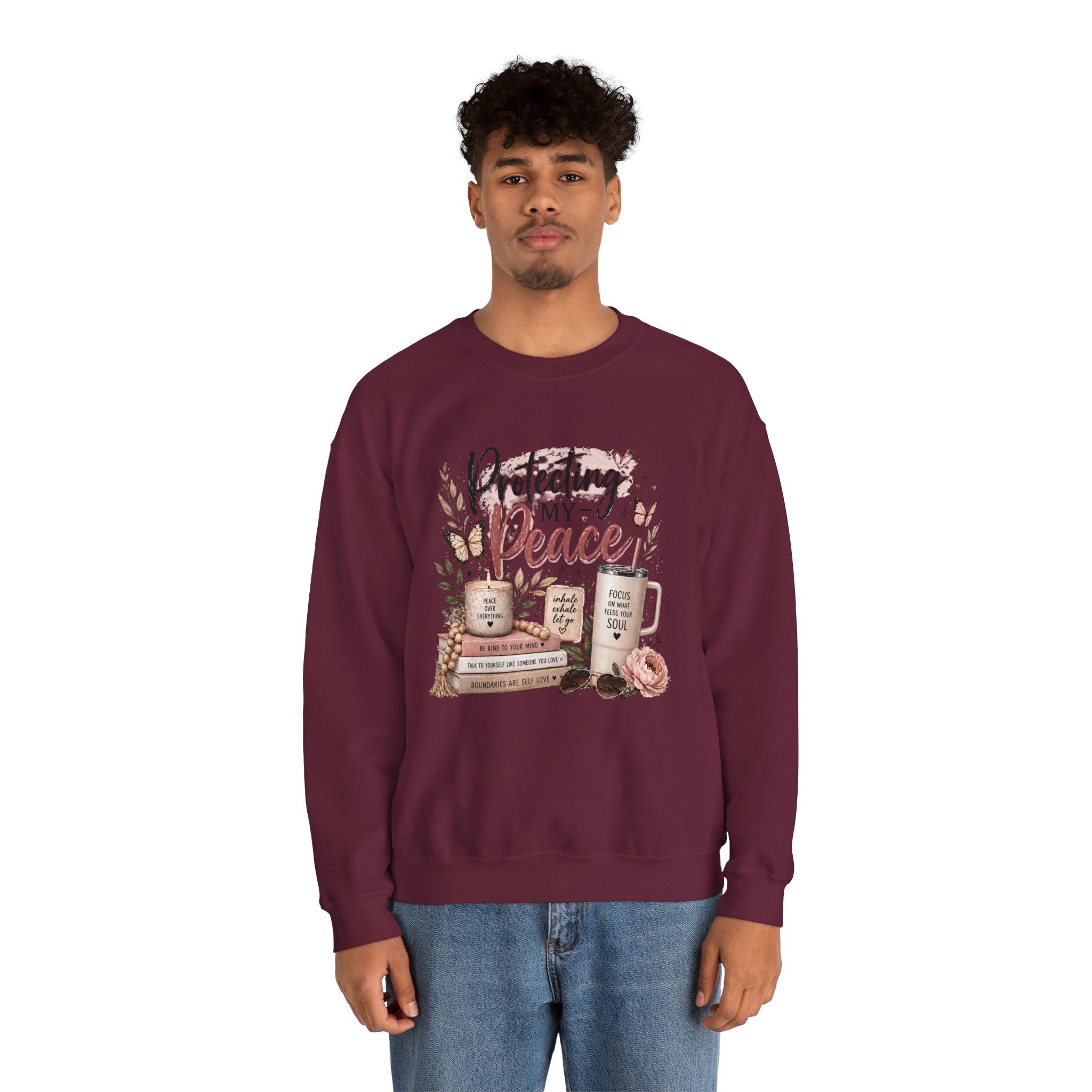 Crewneck Sweatshirt – "Protecting My Peace" Cozy Floral Graphic