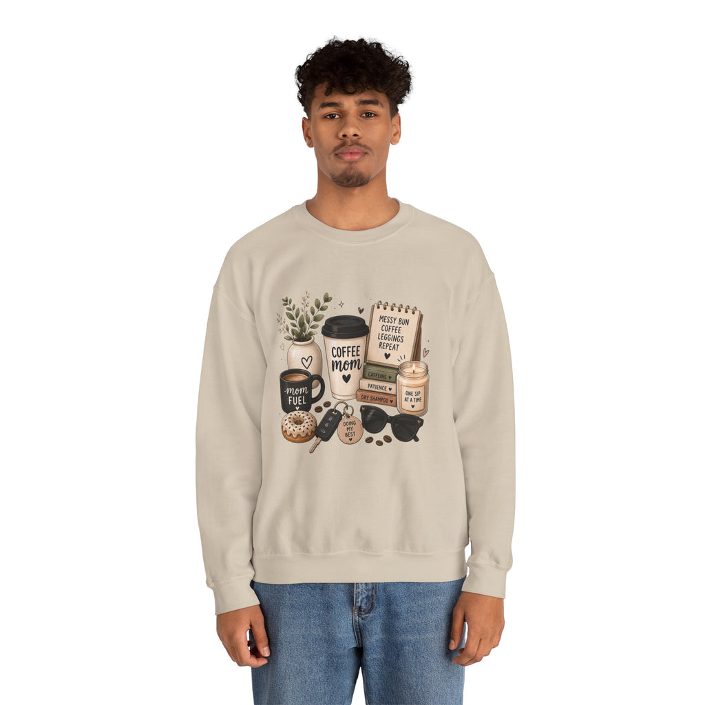 Coffee Mom Crewneck Sweatshirt — Cozy Morning Coffee Lover Graphic