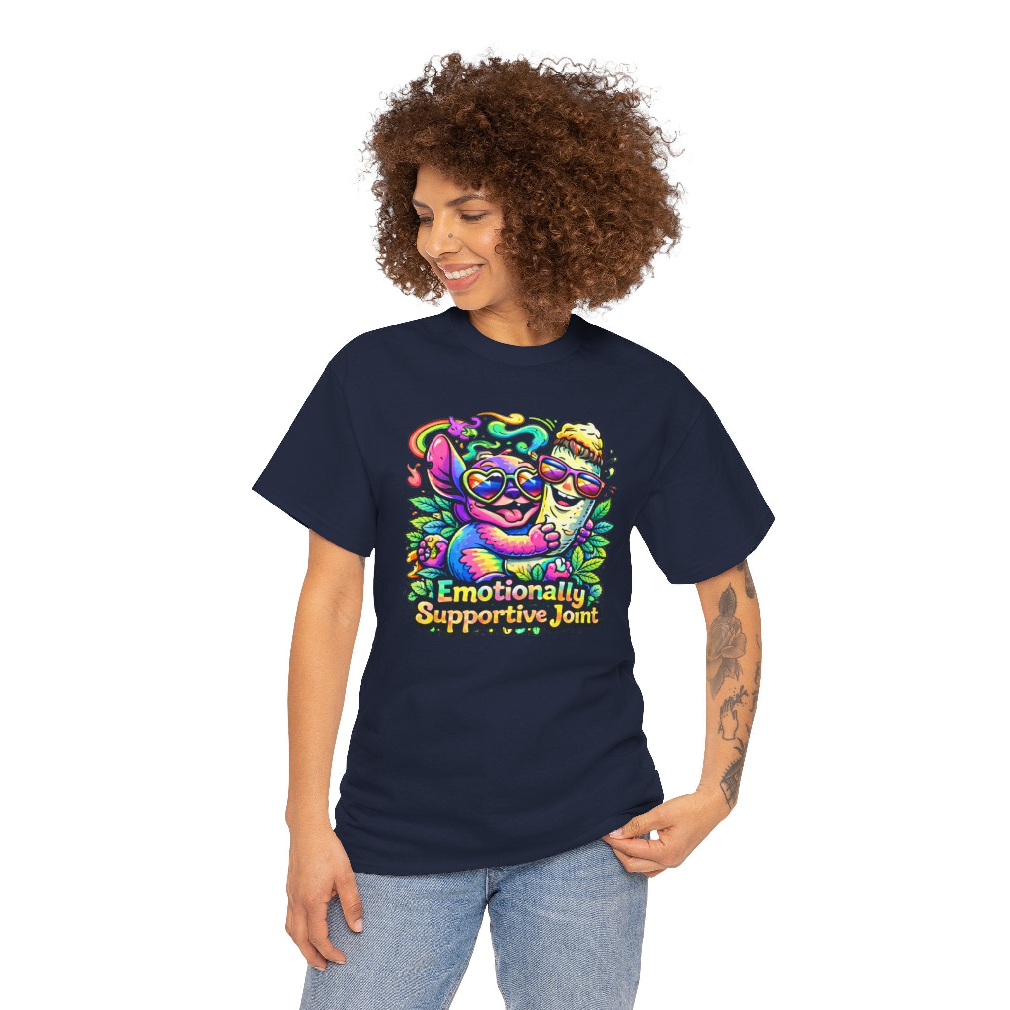 T-Shirt — "Emotionally Supportive Joint" Colorful Sloth & Ice Cream Graphic Tee
