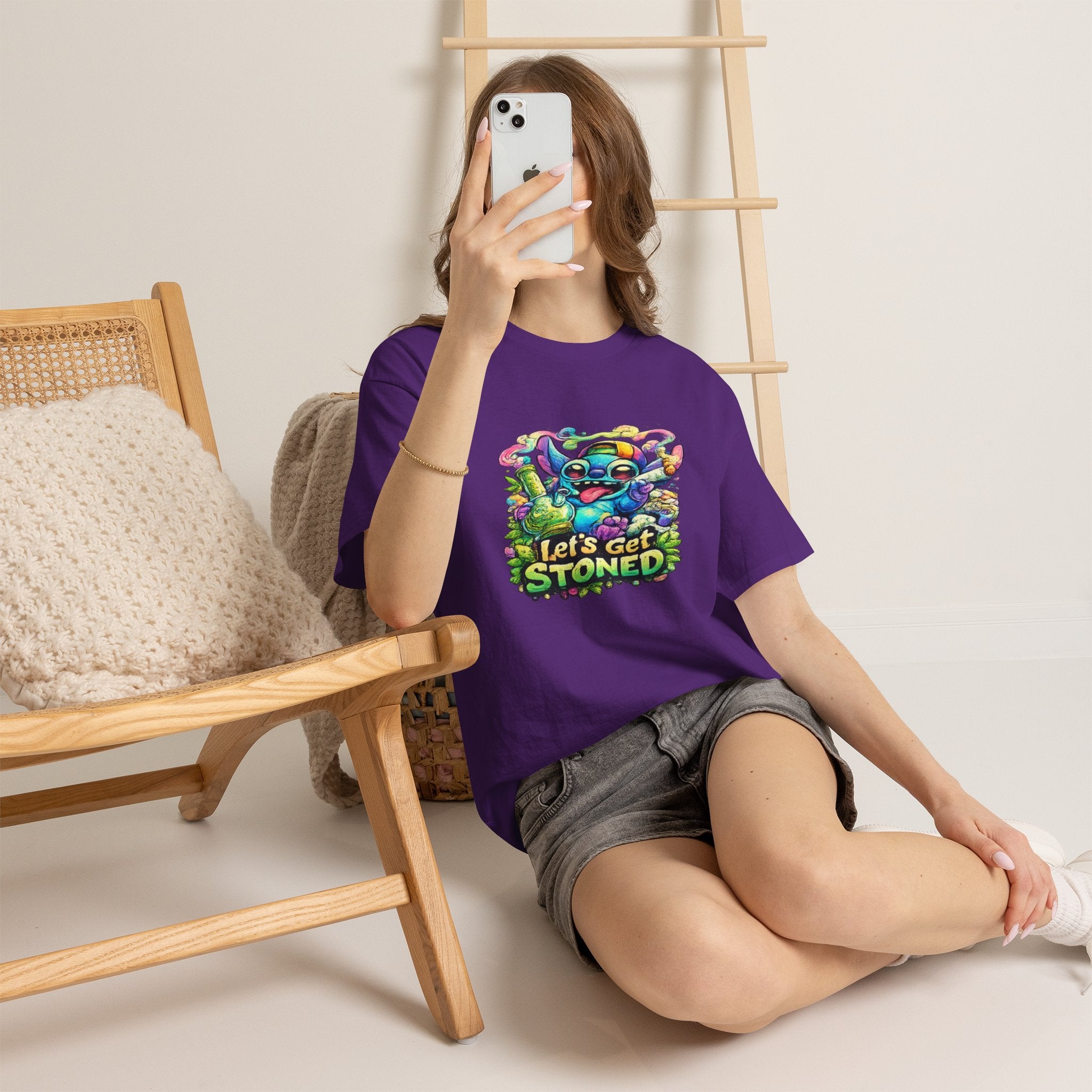 Let's Get Stoned T-Shirt — Colorful Trippy Alien Cannabis Tee