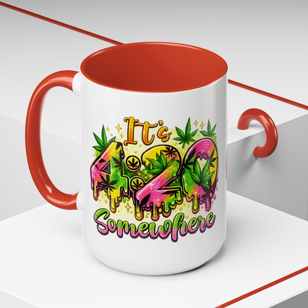 420 Coffee Mug — "It's 420 Somewhere" Accent Tea Cup, Weed-Themed Stoner Gift