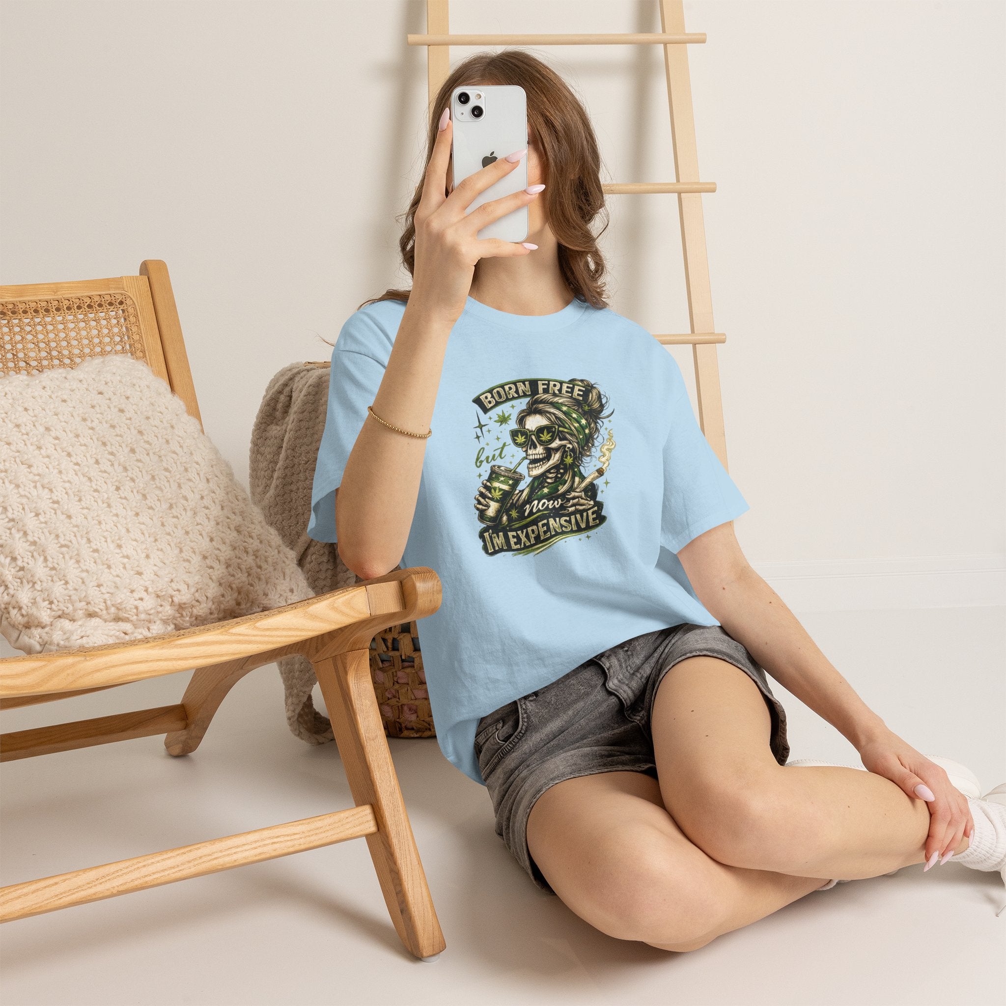 T-Shirt — "Born Free But Now I’m Expensive" Skull Graphic Tee