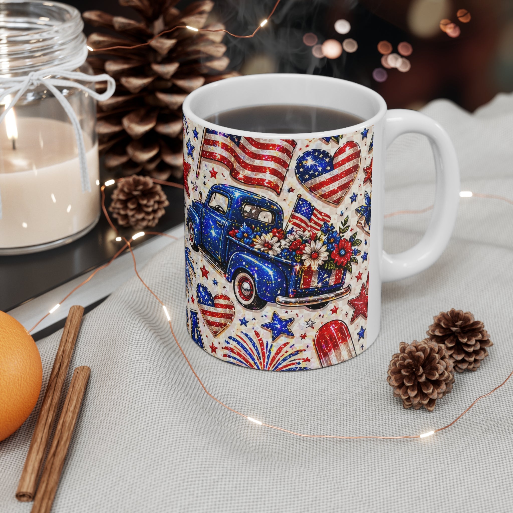 Let Freedom Sparkle Mug — Patriotic 4th of July Ceramic Coffee Cup (11oz & 15oz)