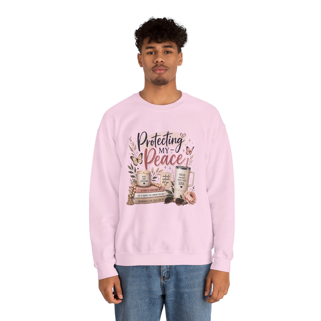 Crewneck Sweatshirt – "Protecting My Peace" Cozy Floral Graphic
