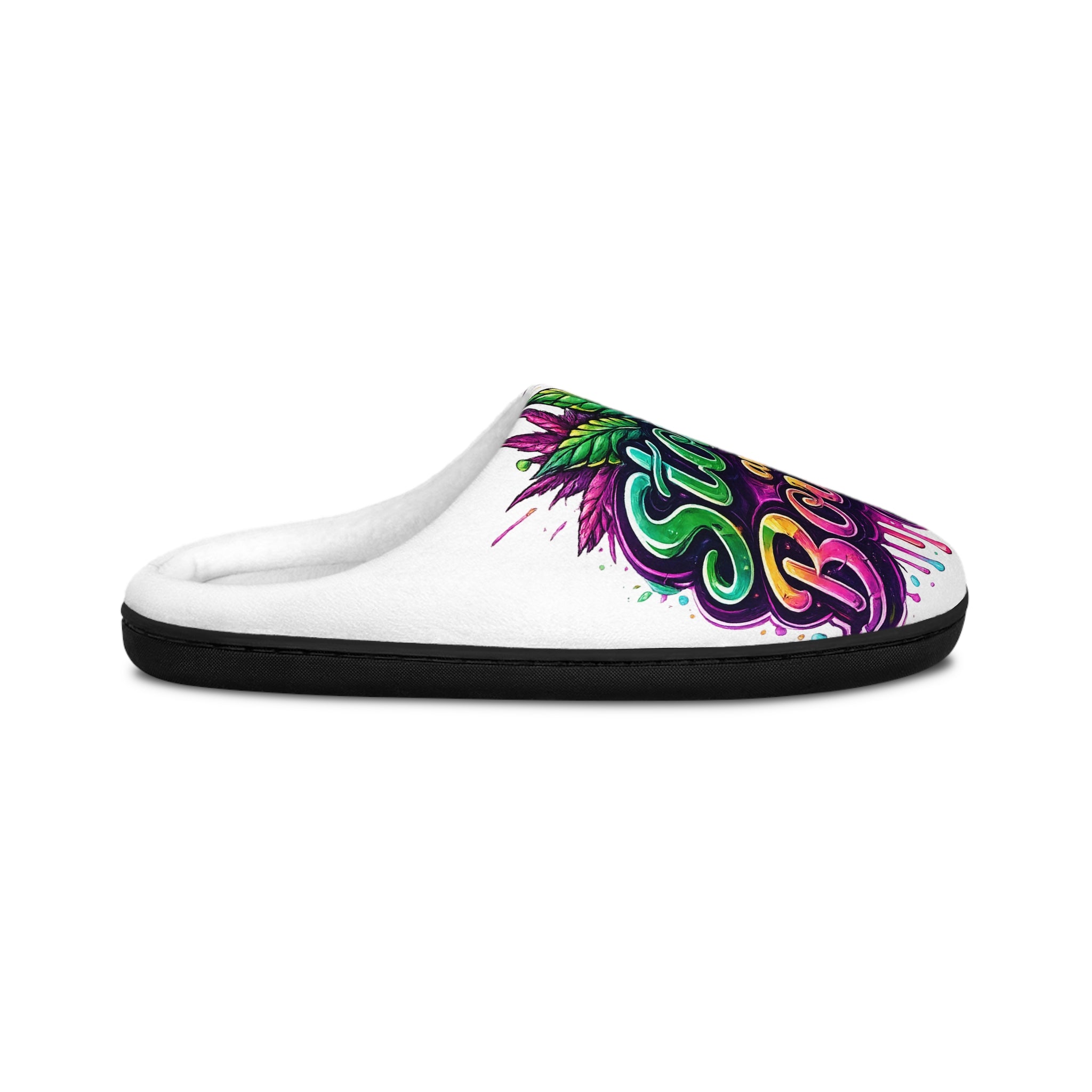 Slender and Boujee Women's Indoor Slippers — Colorful Floral Graphic