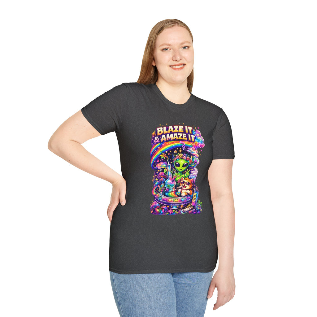 Alien Rainbow Tee - "Blaze It & Amaze It" Psychedelic Graphic T-Shirt