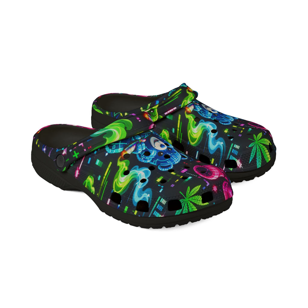 Neon Floral Bear Clogs – Colorful EVA Foam Garden Shoes