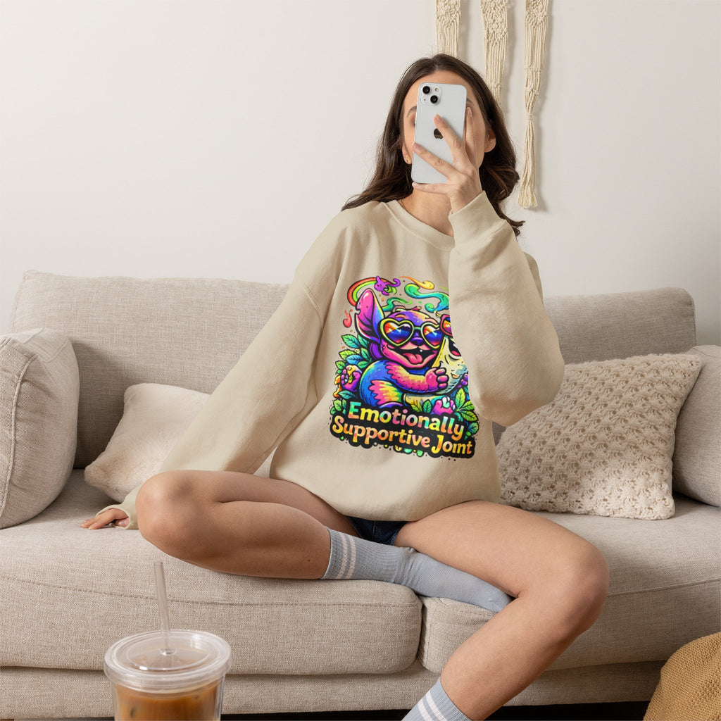 Emotionally Supportive Joint Sweatshirt — Cute Sloth & Joint Hug Graphic