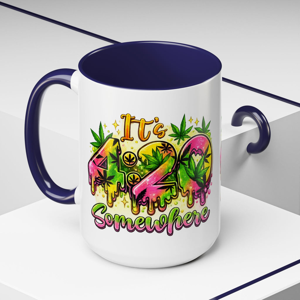 420 Coffee Mug — "It's 420 Somewhere" Accent Tea Cup, Weed-Themed Stoner Gift
