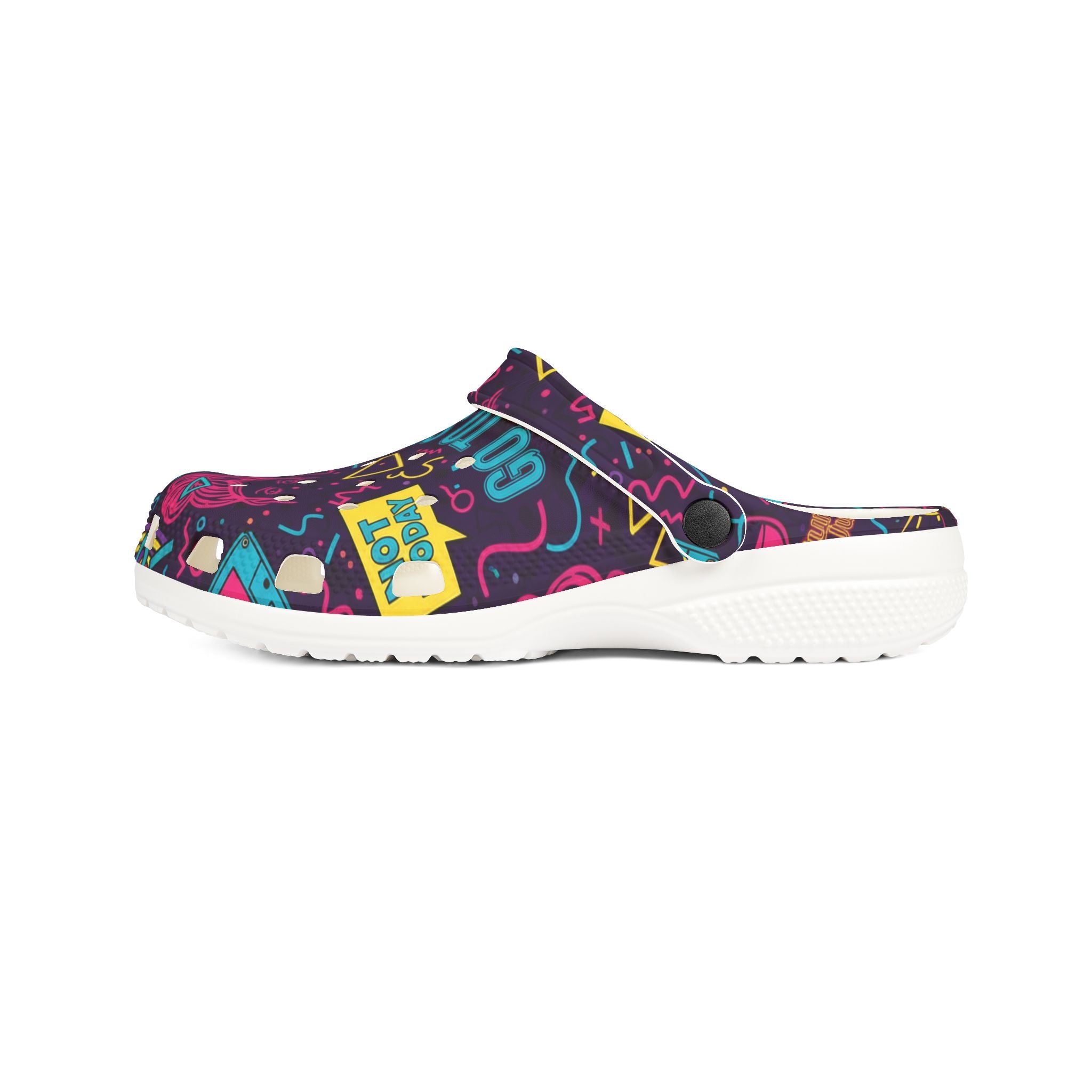 Neon Sleepy Vibes EVA Clogs — "Not Today Kid" Graphic Foam Shoes
