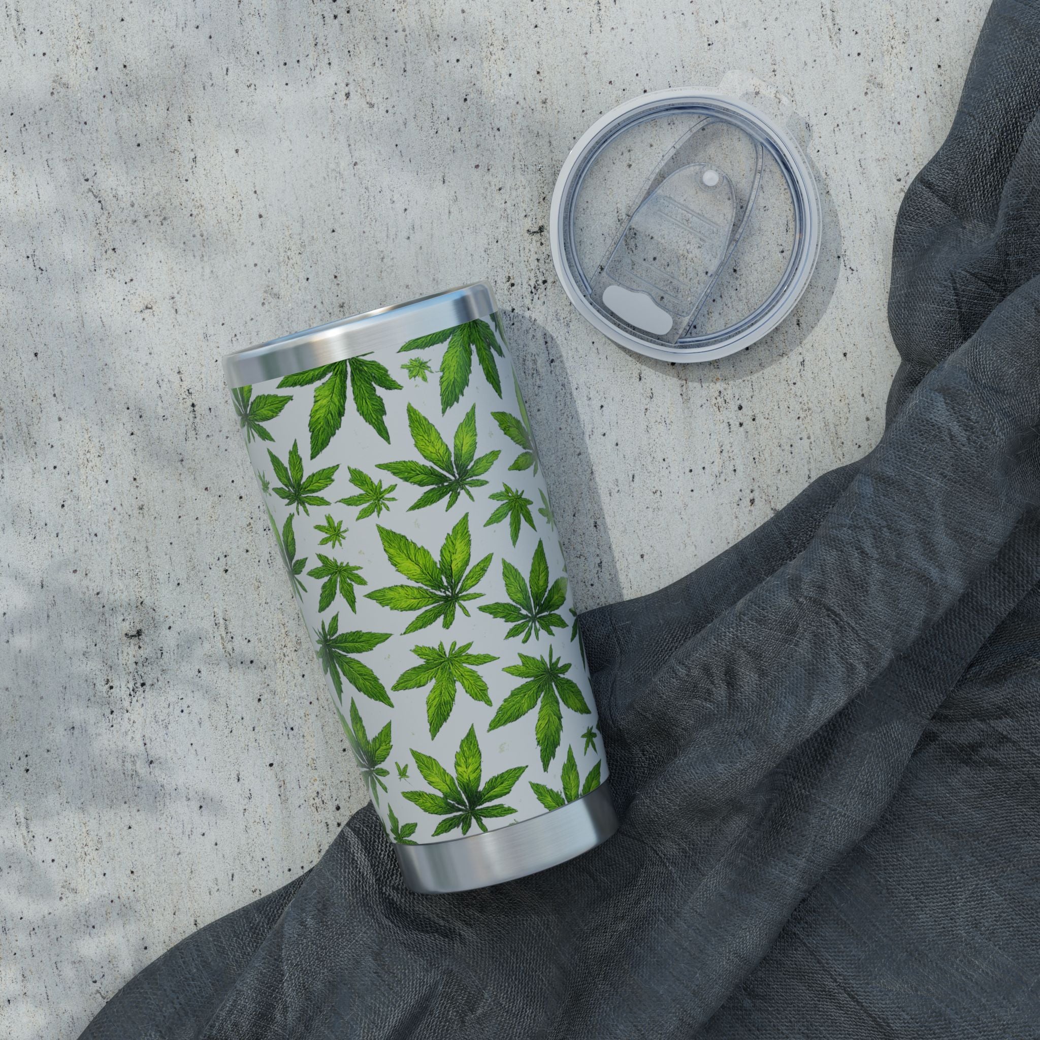 Cannabis Leaf 20oz Tumbler – Green Marijuana Pattern Insulated Travel Cup