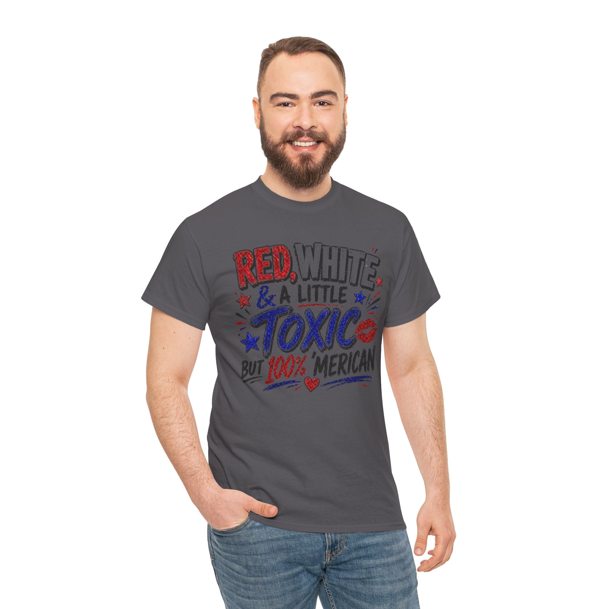Patriotic 'Red, White & a Little Toxic but 100% Merican' Graphic Tee