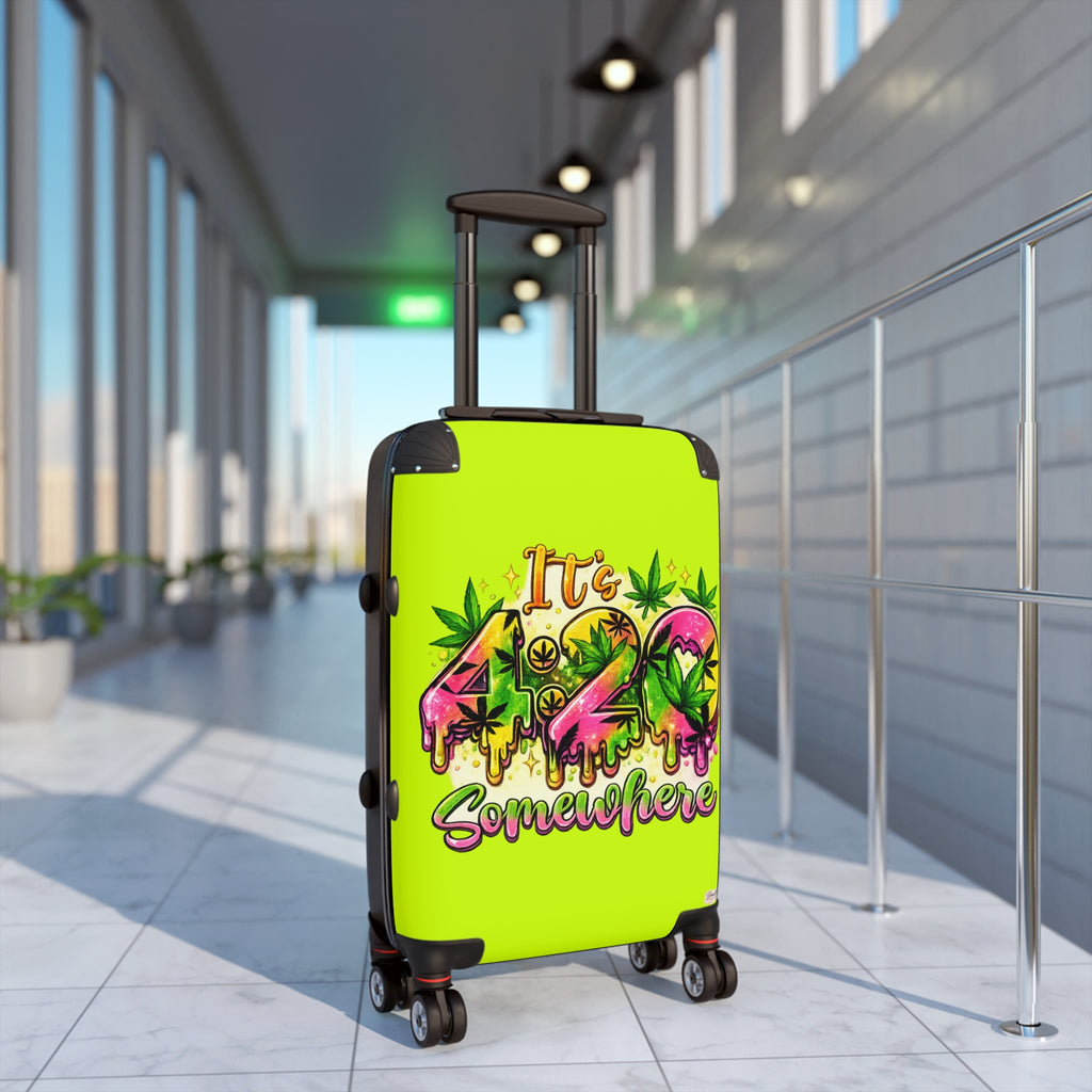 Suitcase — "It's 420 Somewhere" Travel Carry-On with Colorful Cannabis Design